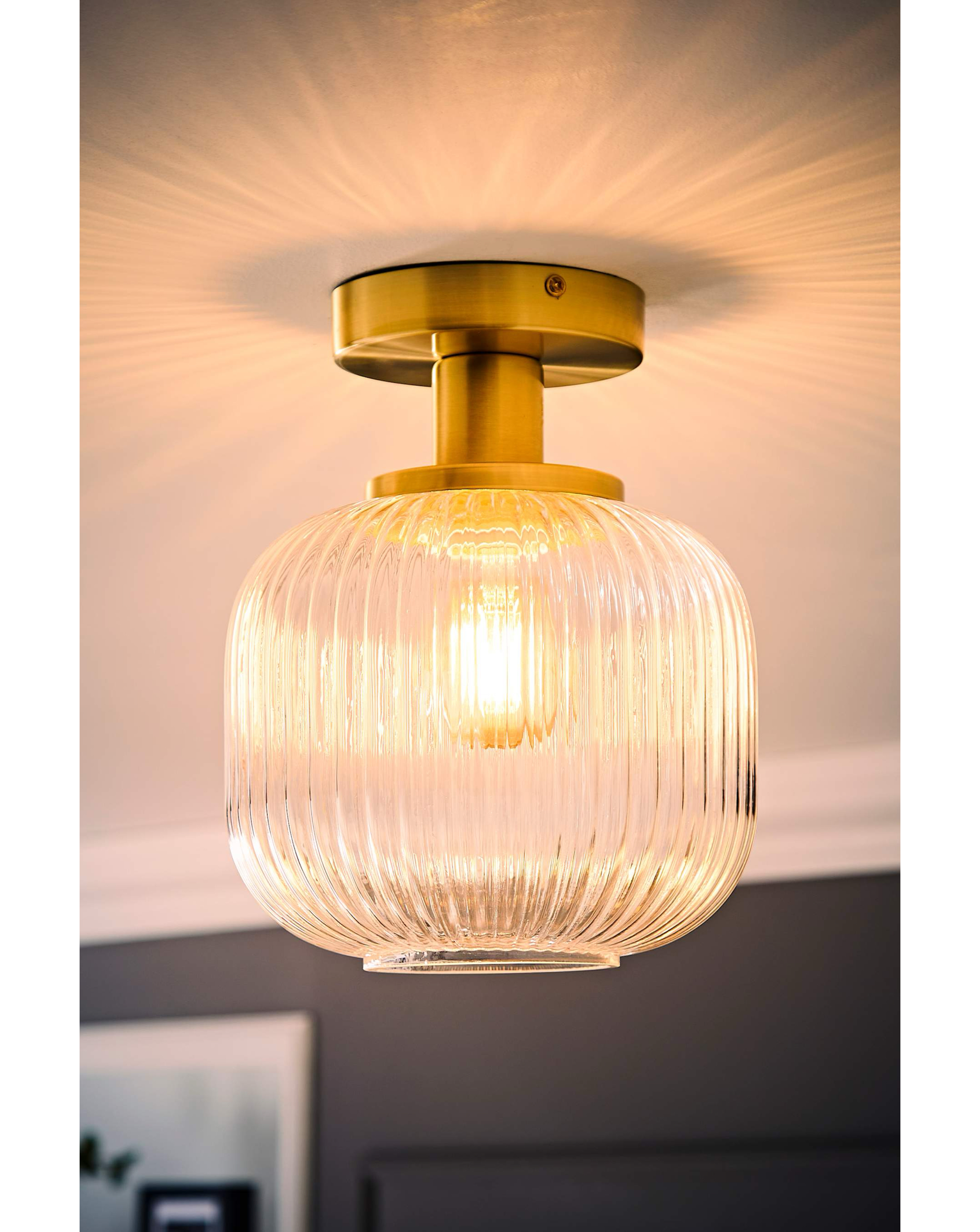 ValueLights Calpe Clear Glass Flush Ceiling Light