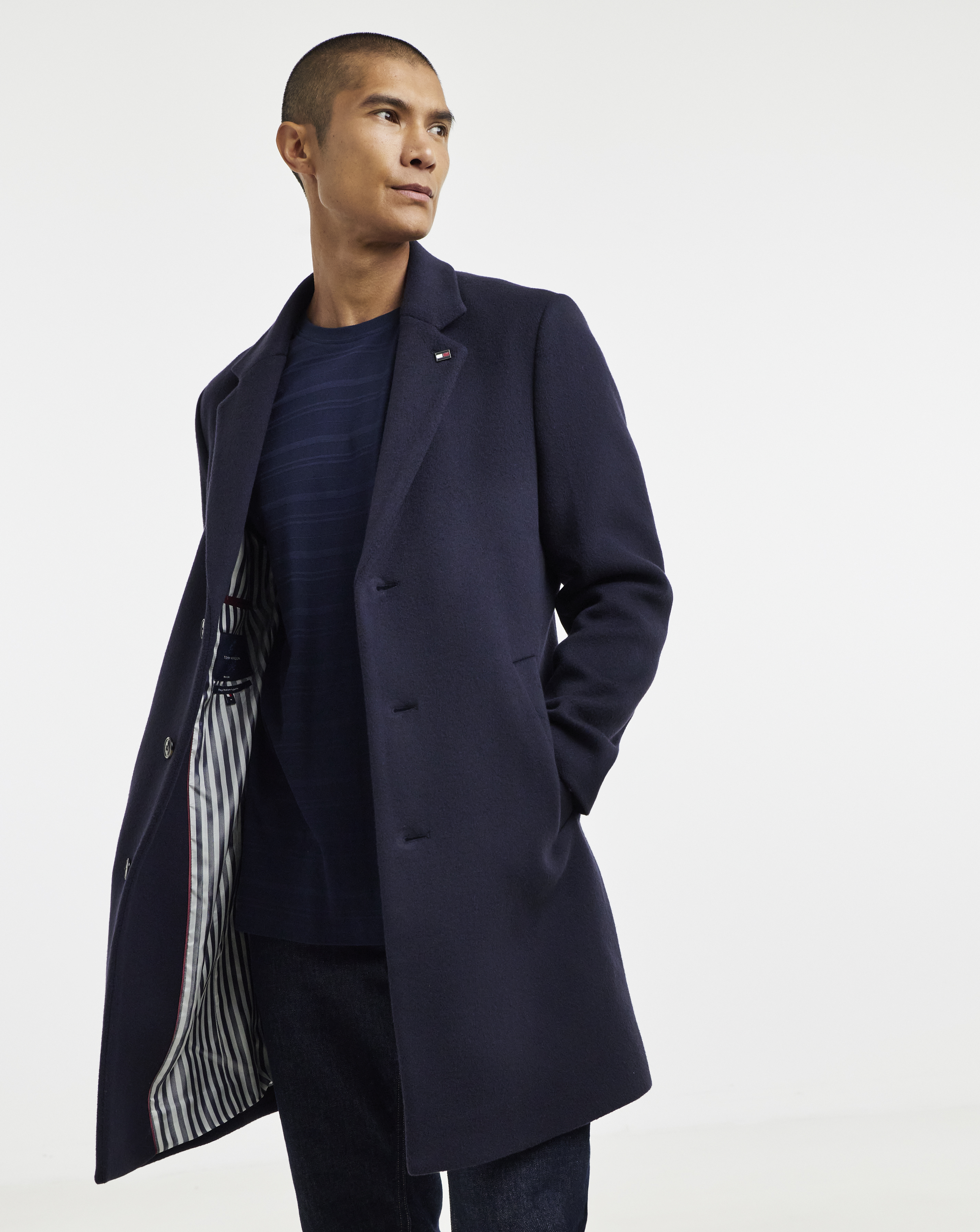Tommy Hilfiger Men's Navy New York Wool Mix Coat