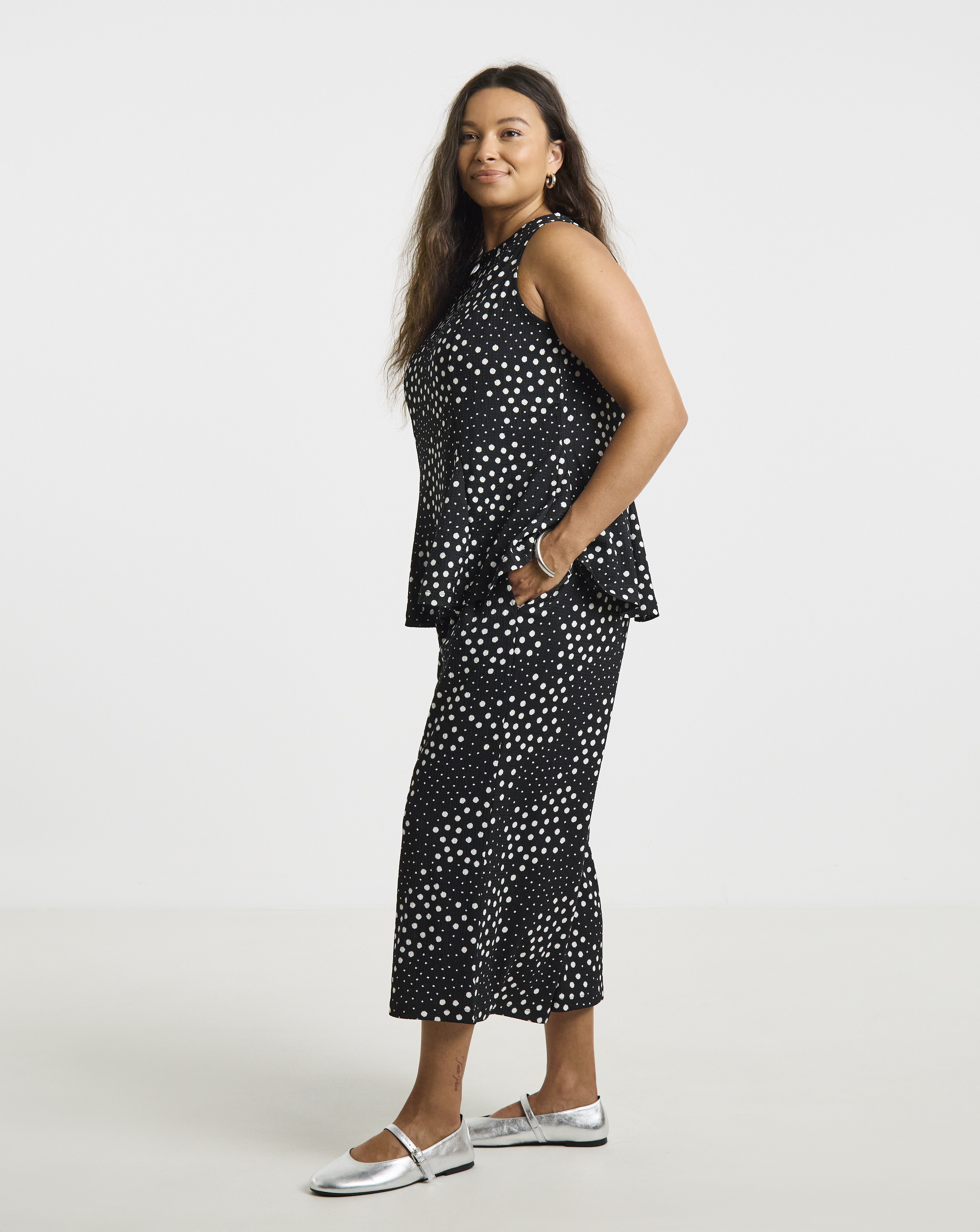 Simply Be Mono Spot Jersey Culotte