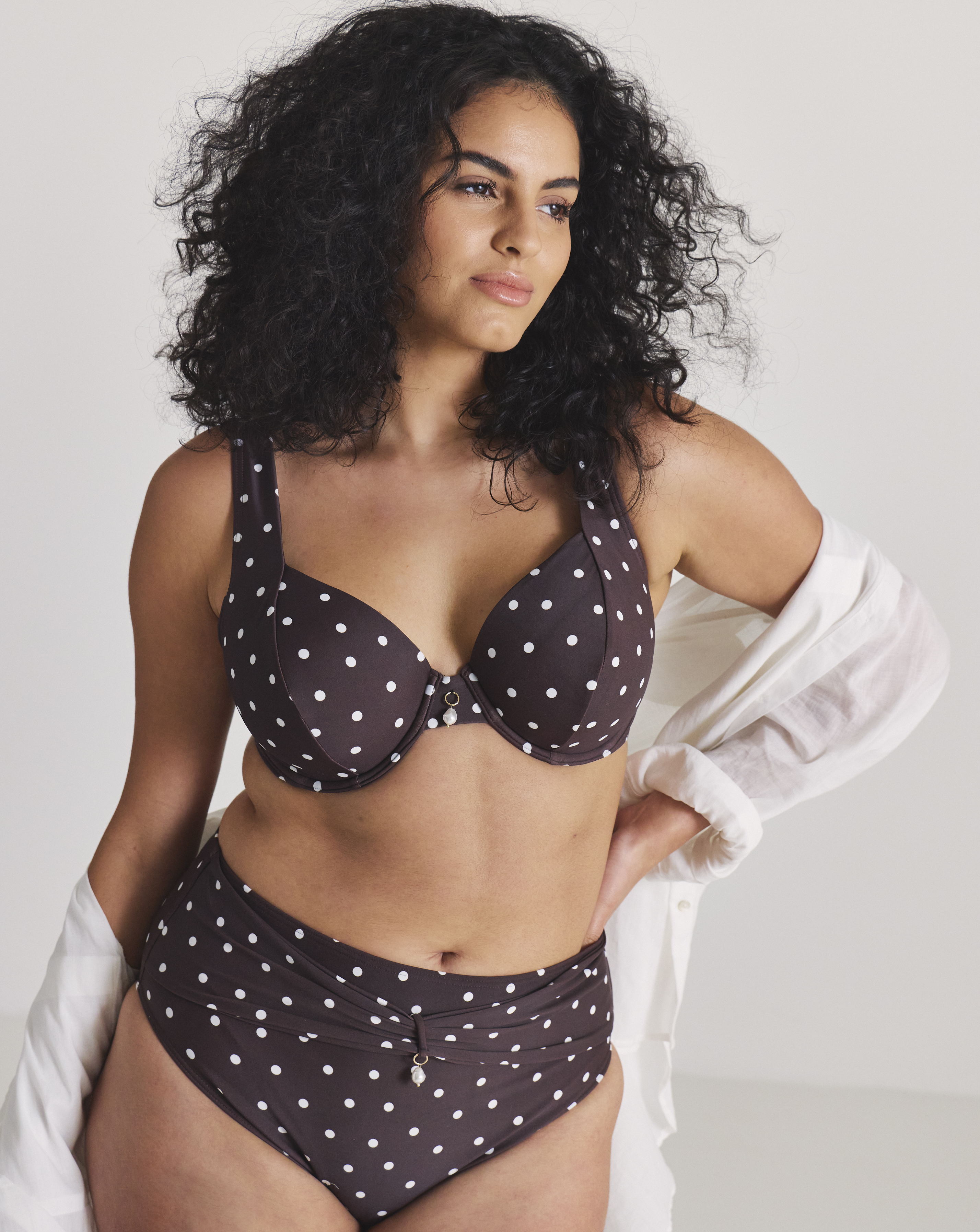 High Waist Spot Print Bikini Bottoms