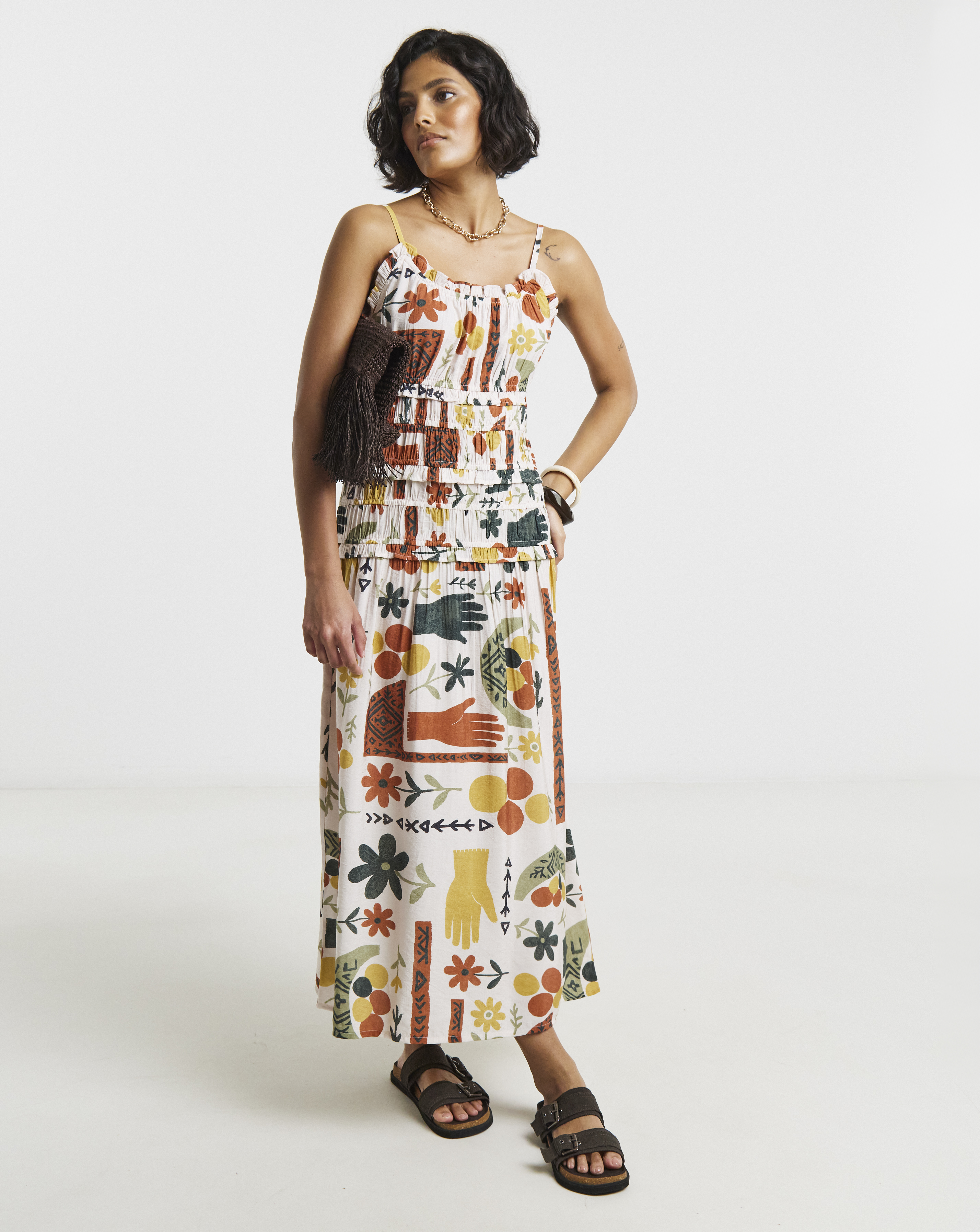 NY Shirred Cami Midi