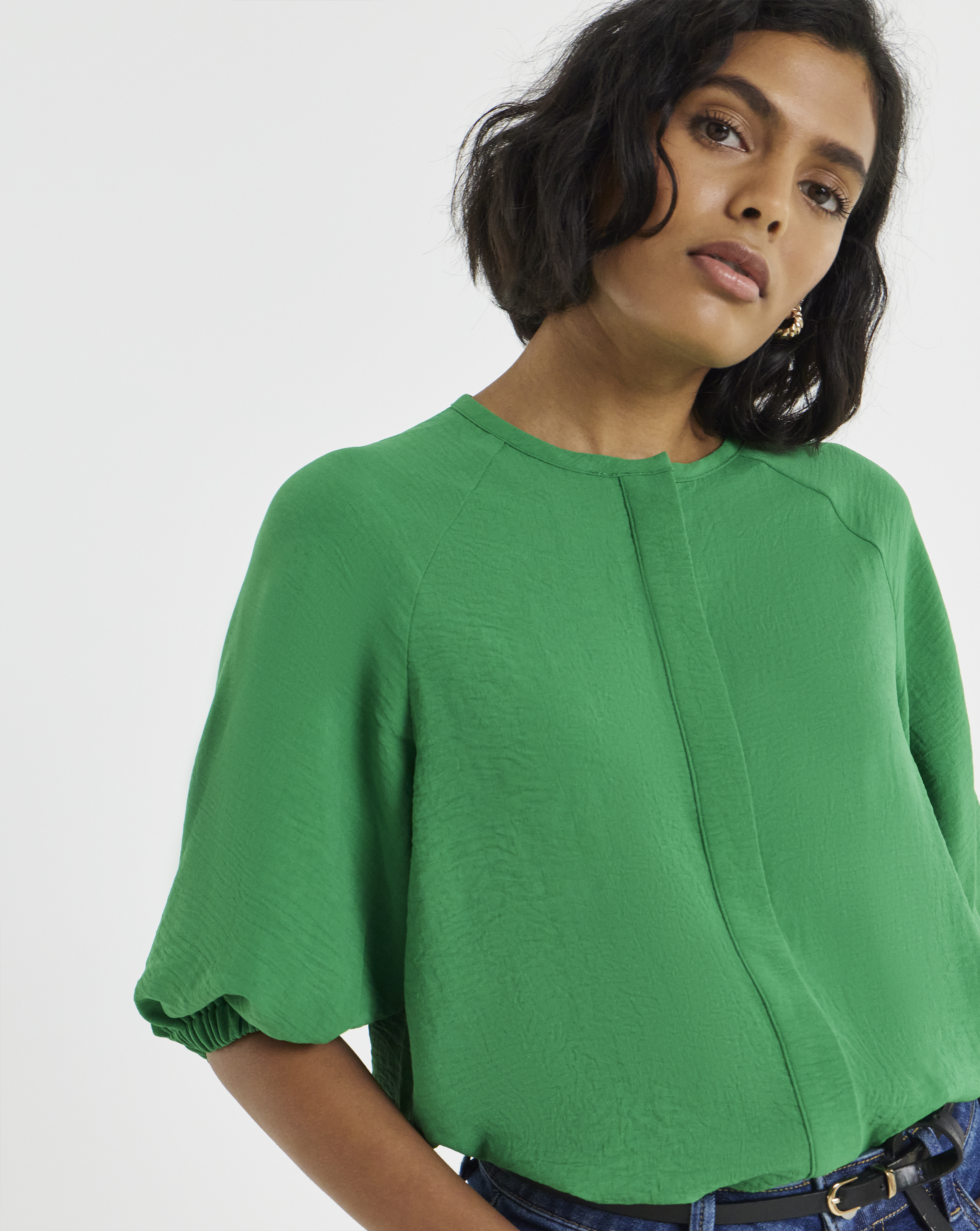 New In - Green Cinch Waist Top
