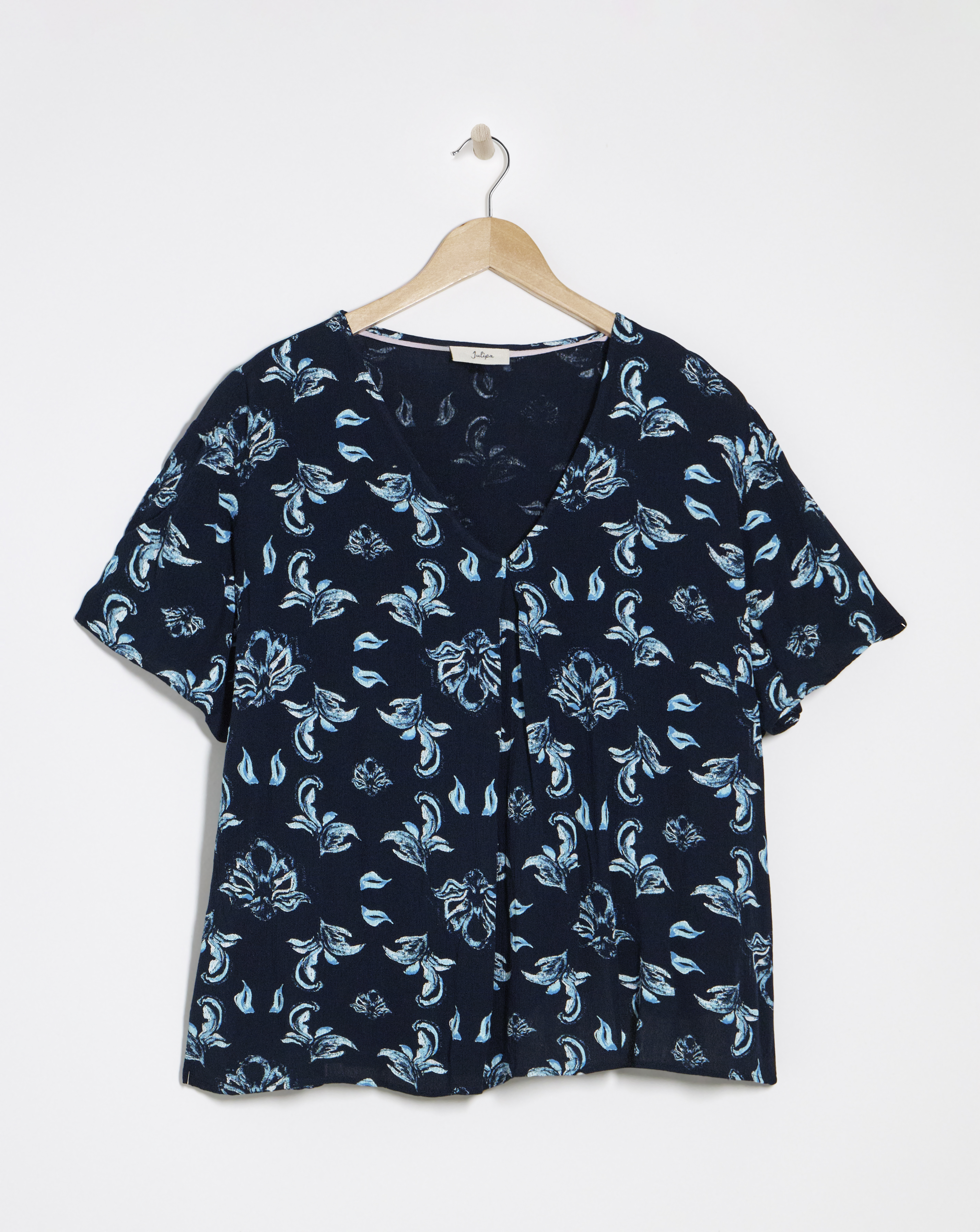 Julipa Printed Crinkle Short Sleeve Top