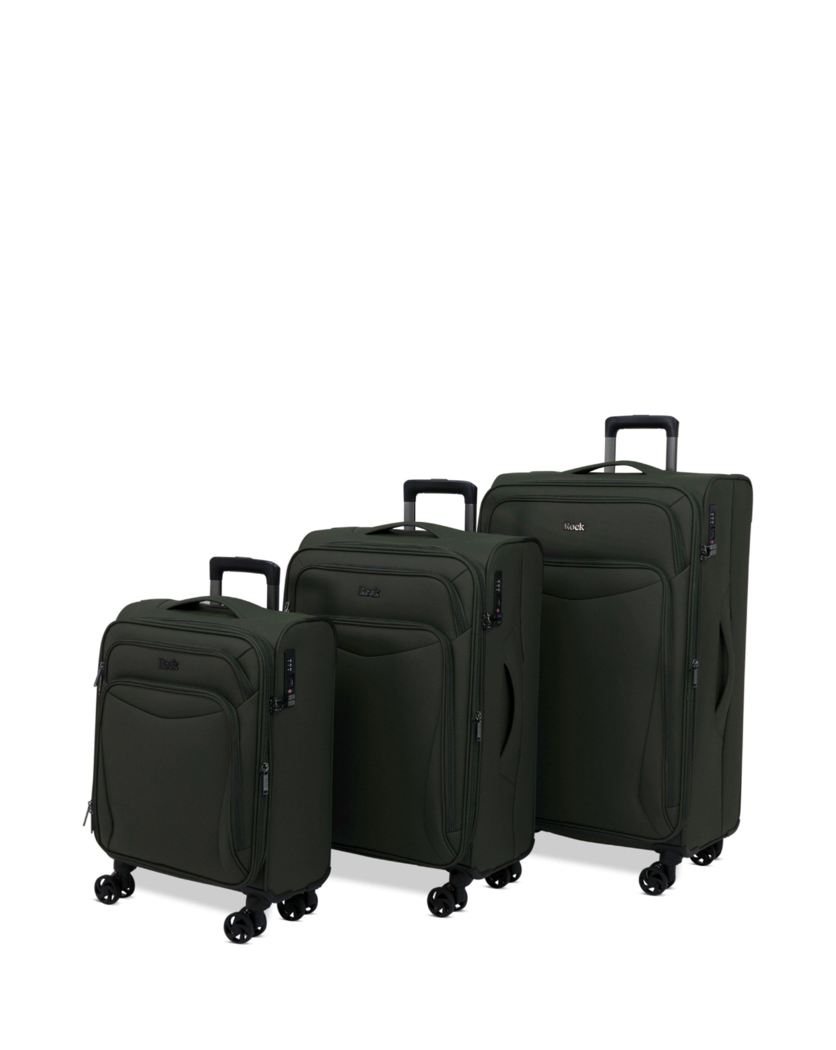 Rock Men's Khaki Vitality 3Pc Softshell Suitcase Set Size 8