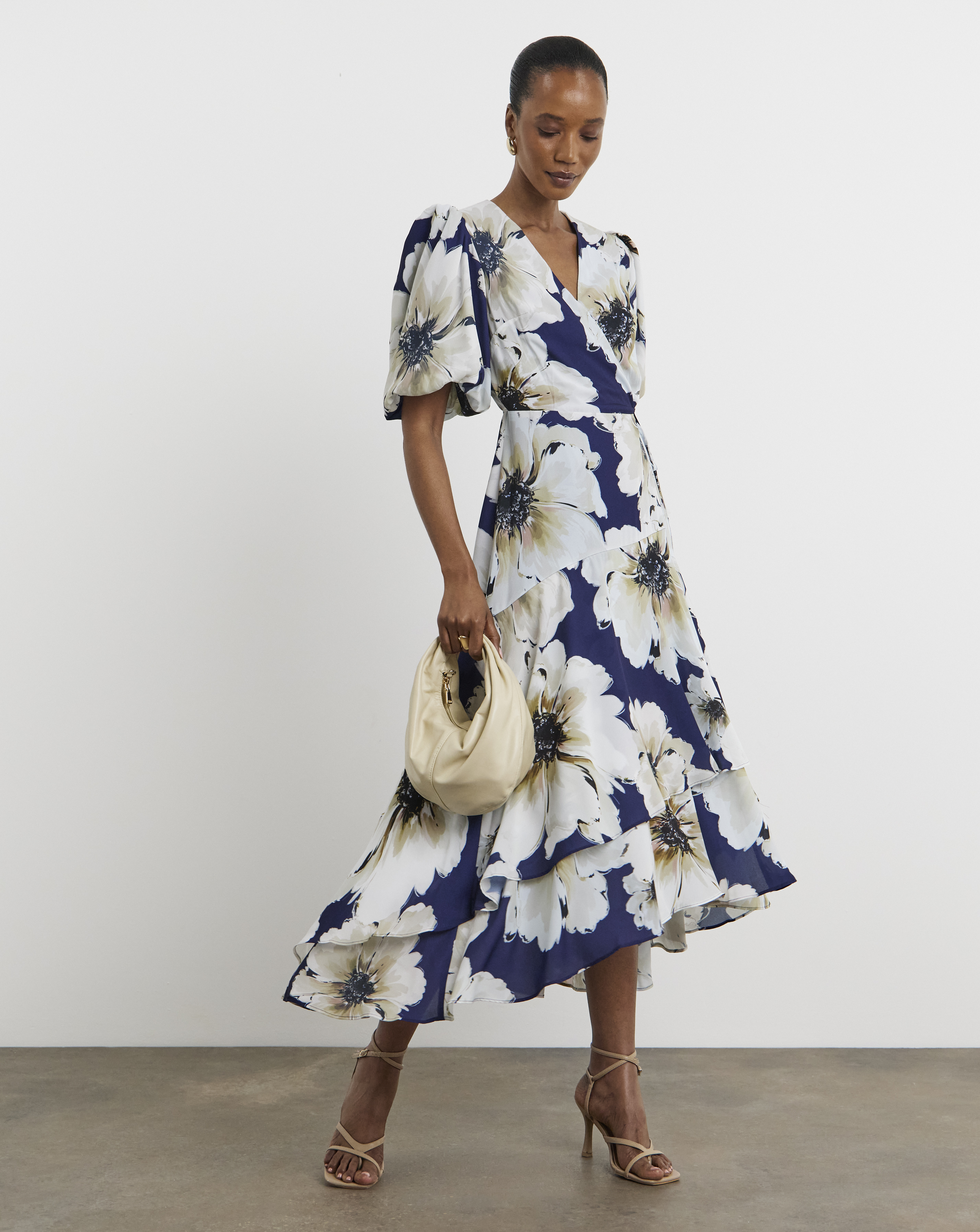 Joanna Hope Wrap Dress With Puff Sleeves