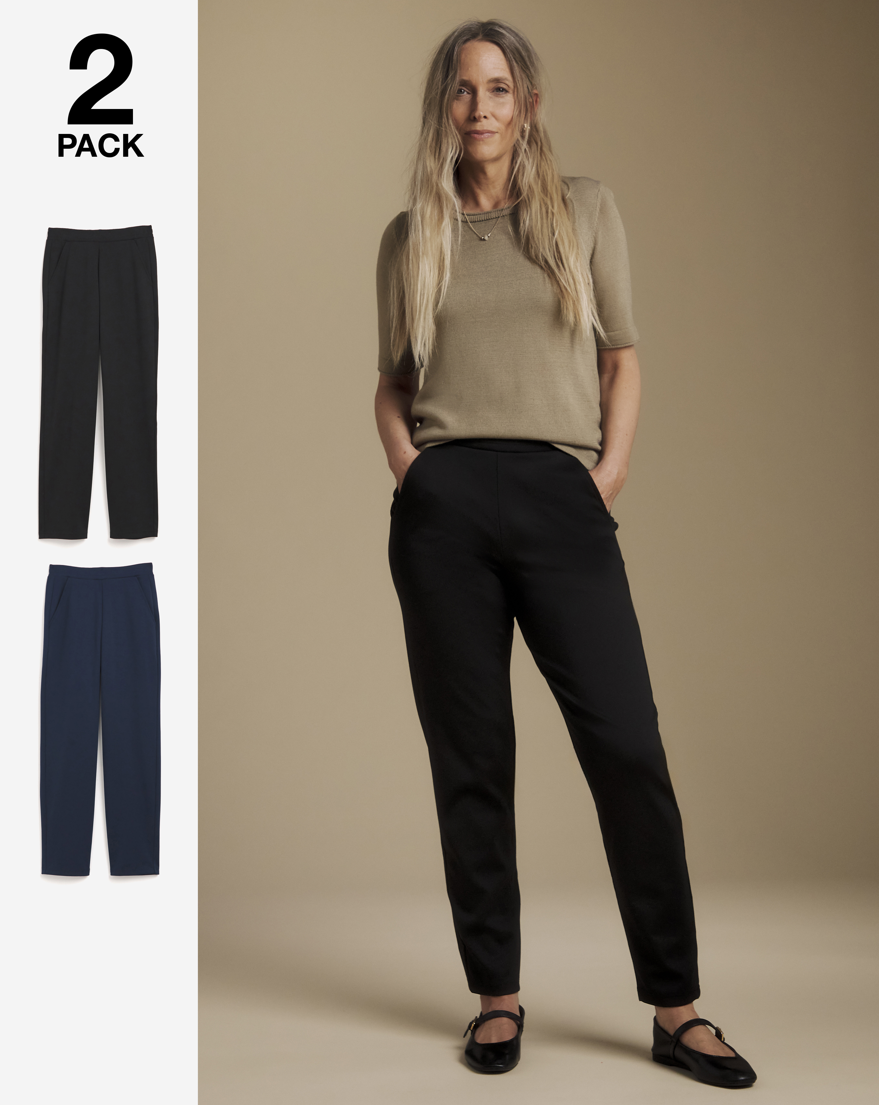 Slimma 2 Pack Pull On Trousers Regular
