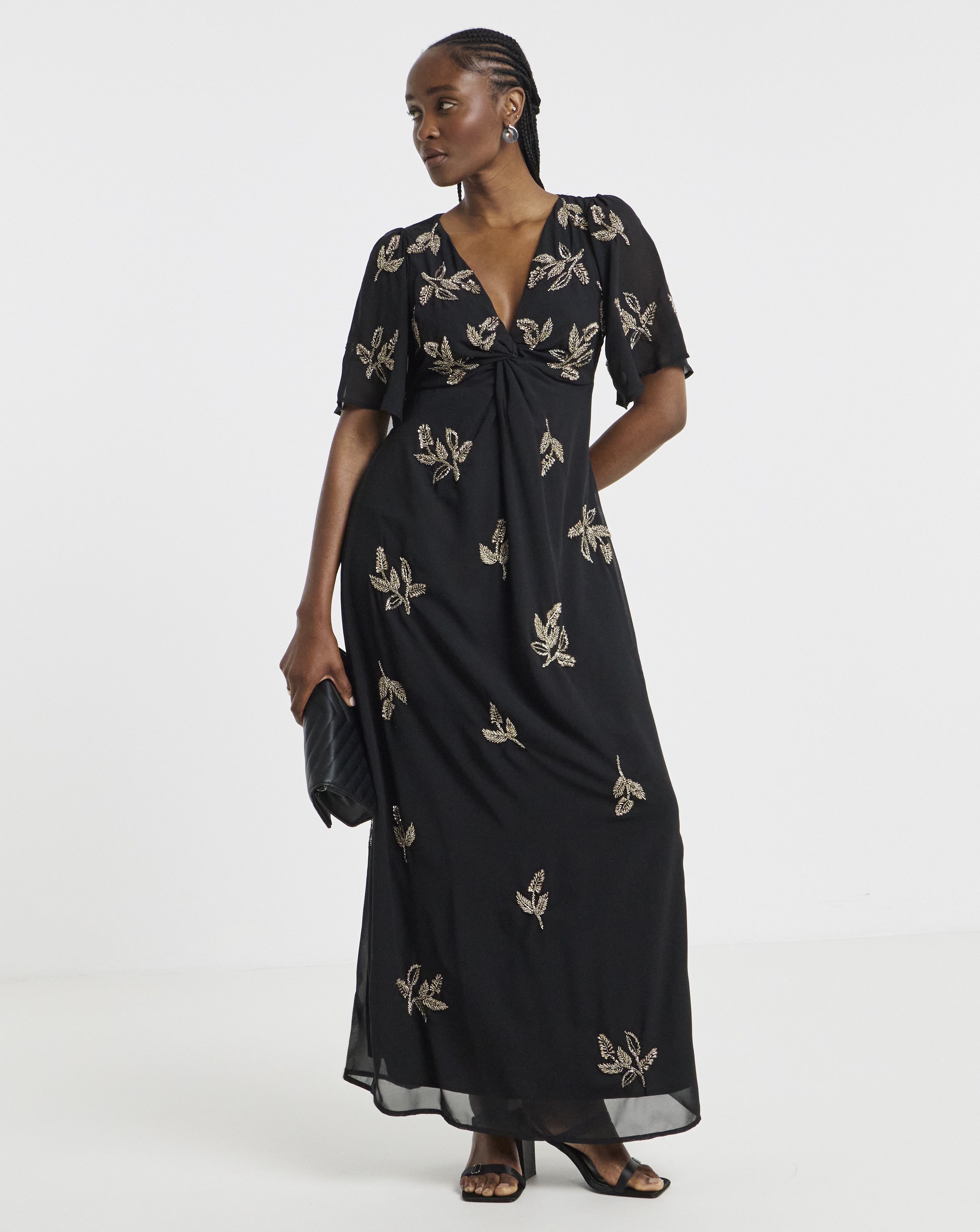 Maya Deluxe Twist Front Embellished Maxi