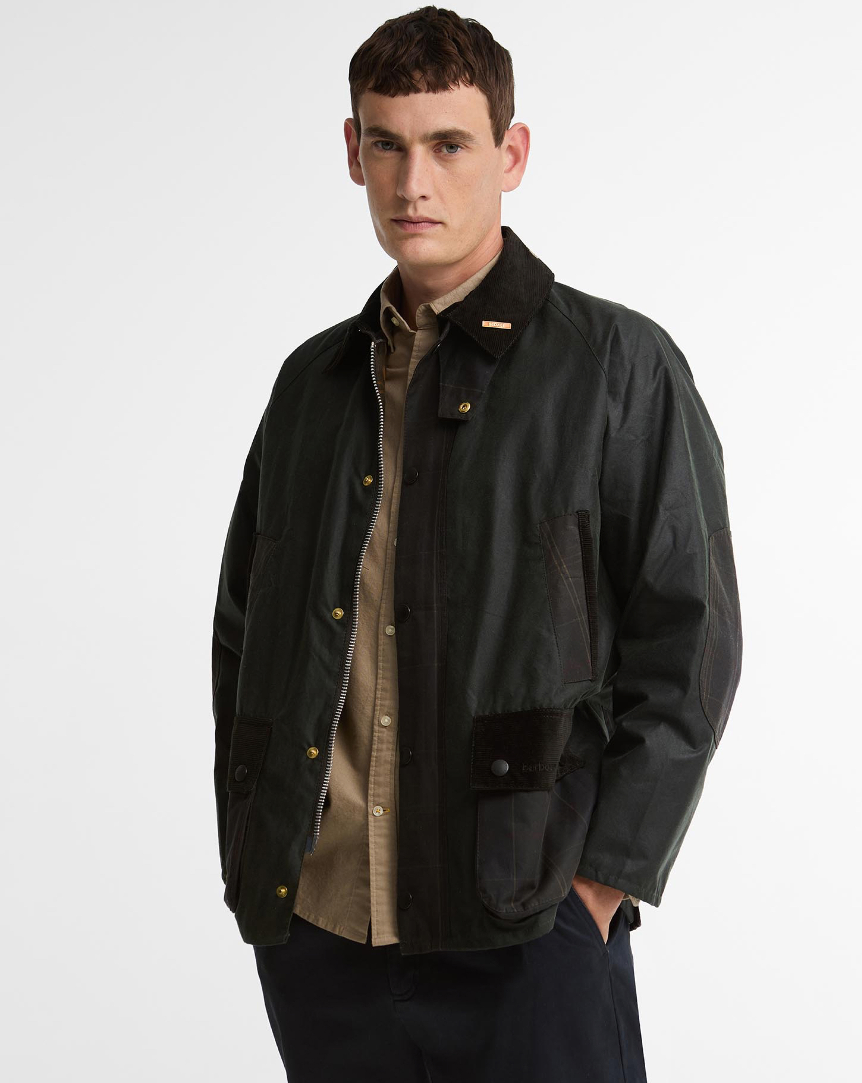 Barbour Men's Sage Icons Patch Bedale Wax Jacket