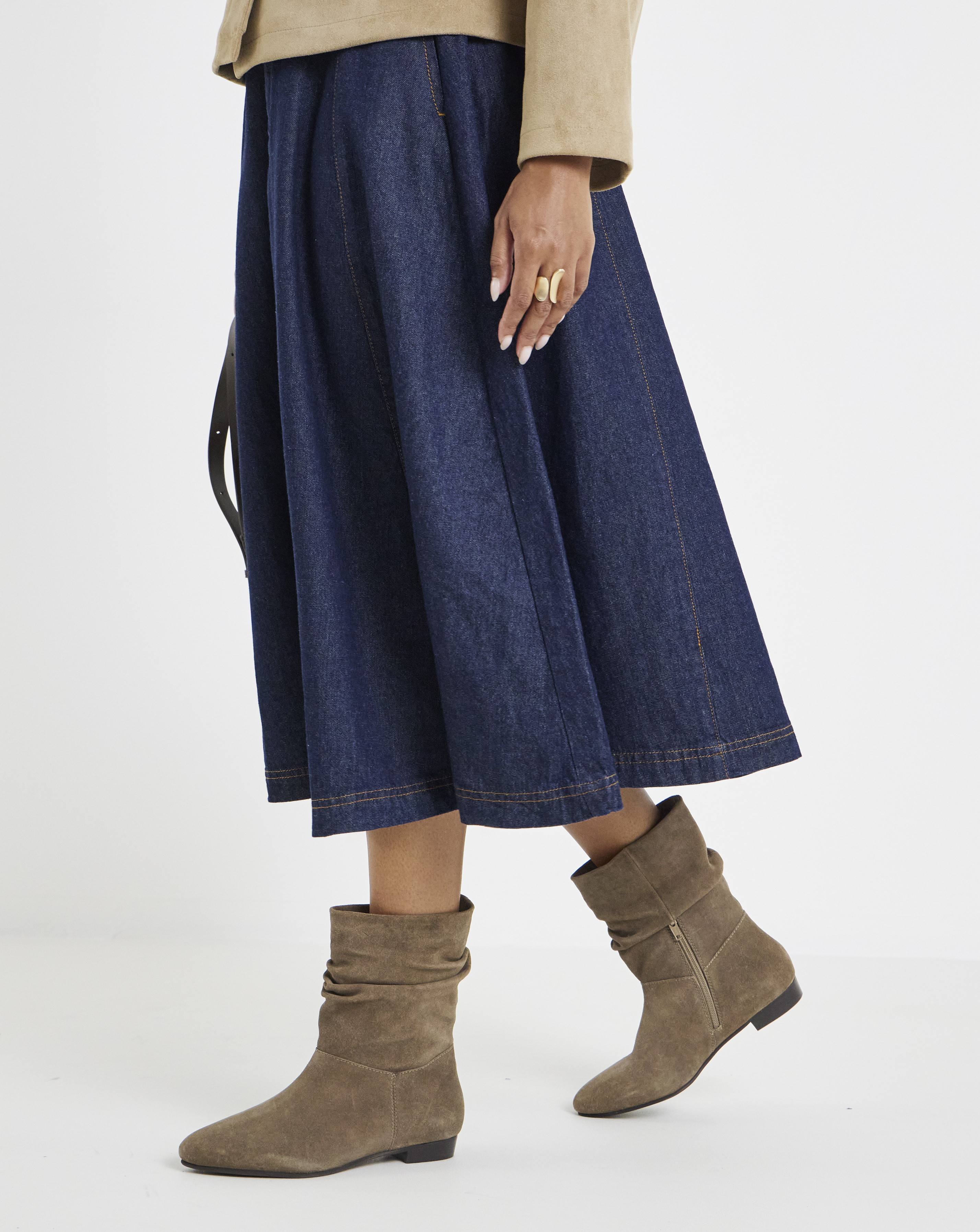 Hetty Ruched Suede Ankle Boots - Extra Wide Fit (EEE)