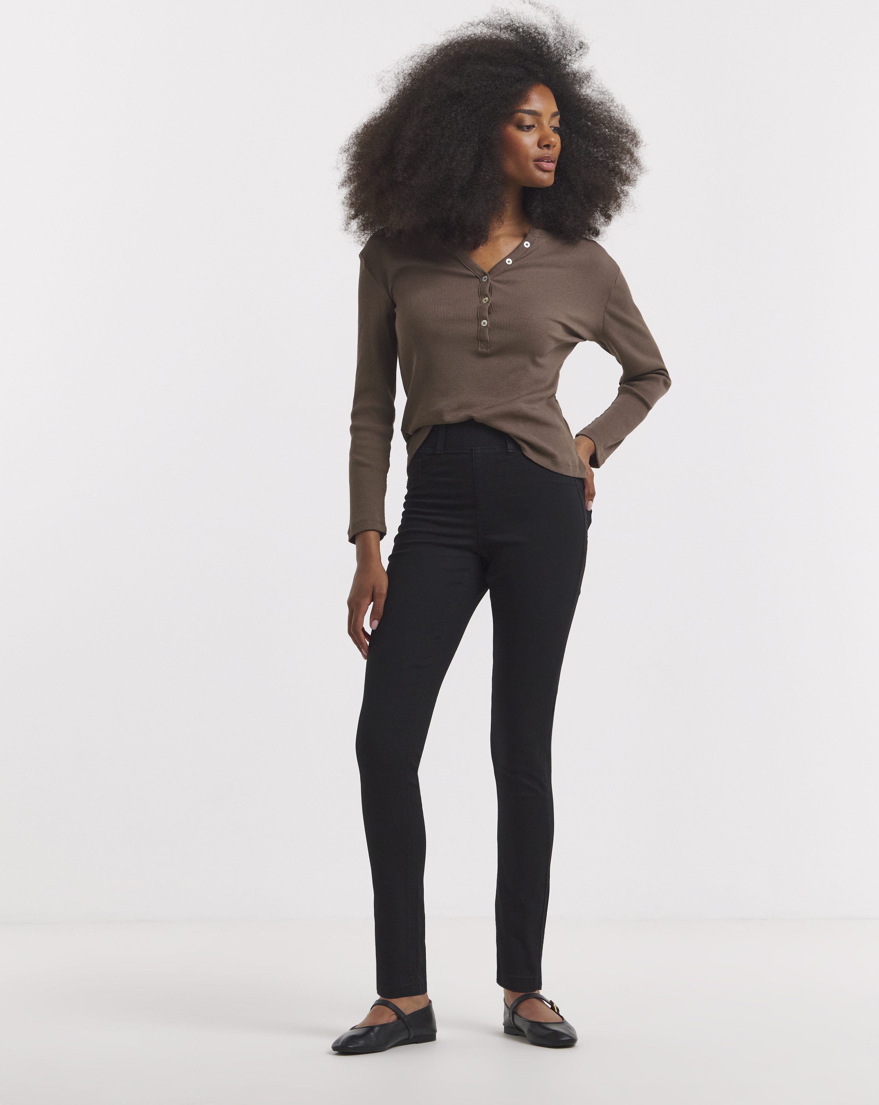 Black Slim Pull On Jeggings
