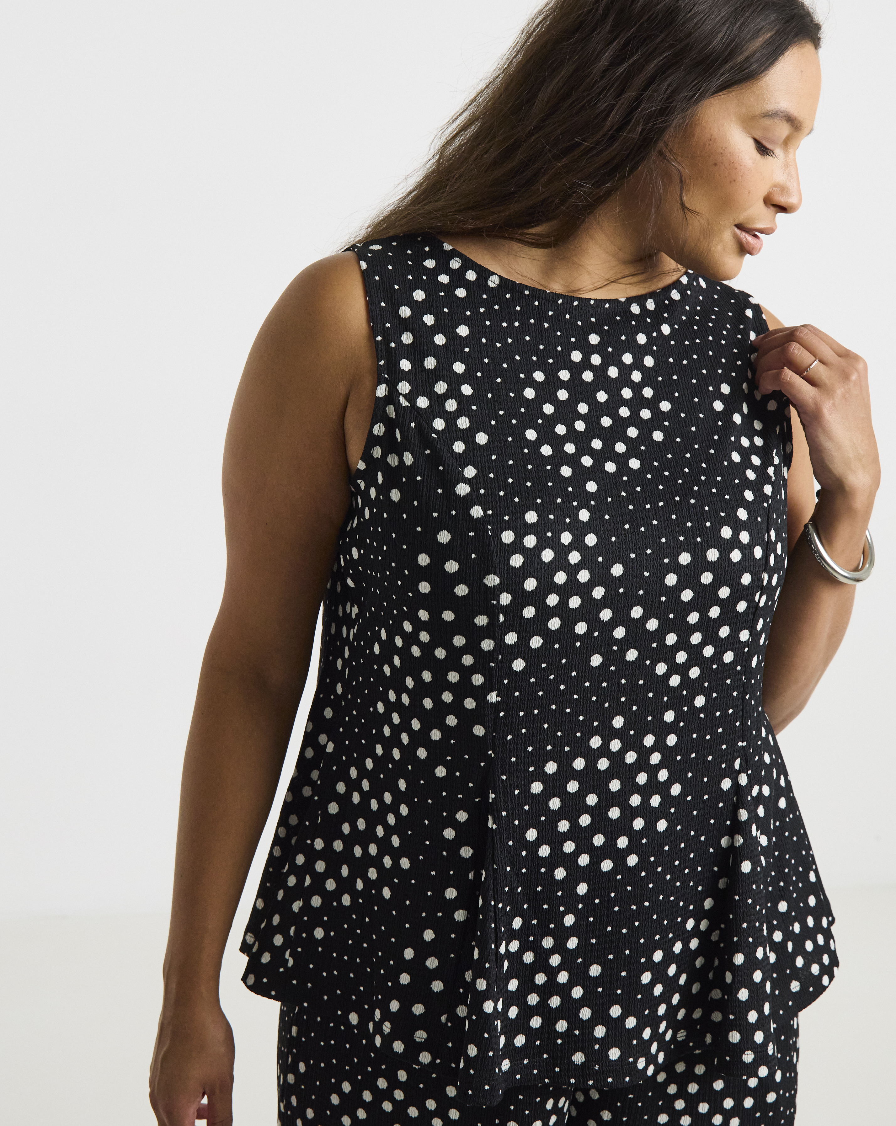 Simply Be Black Spot Peplum Top