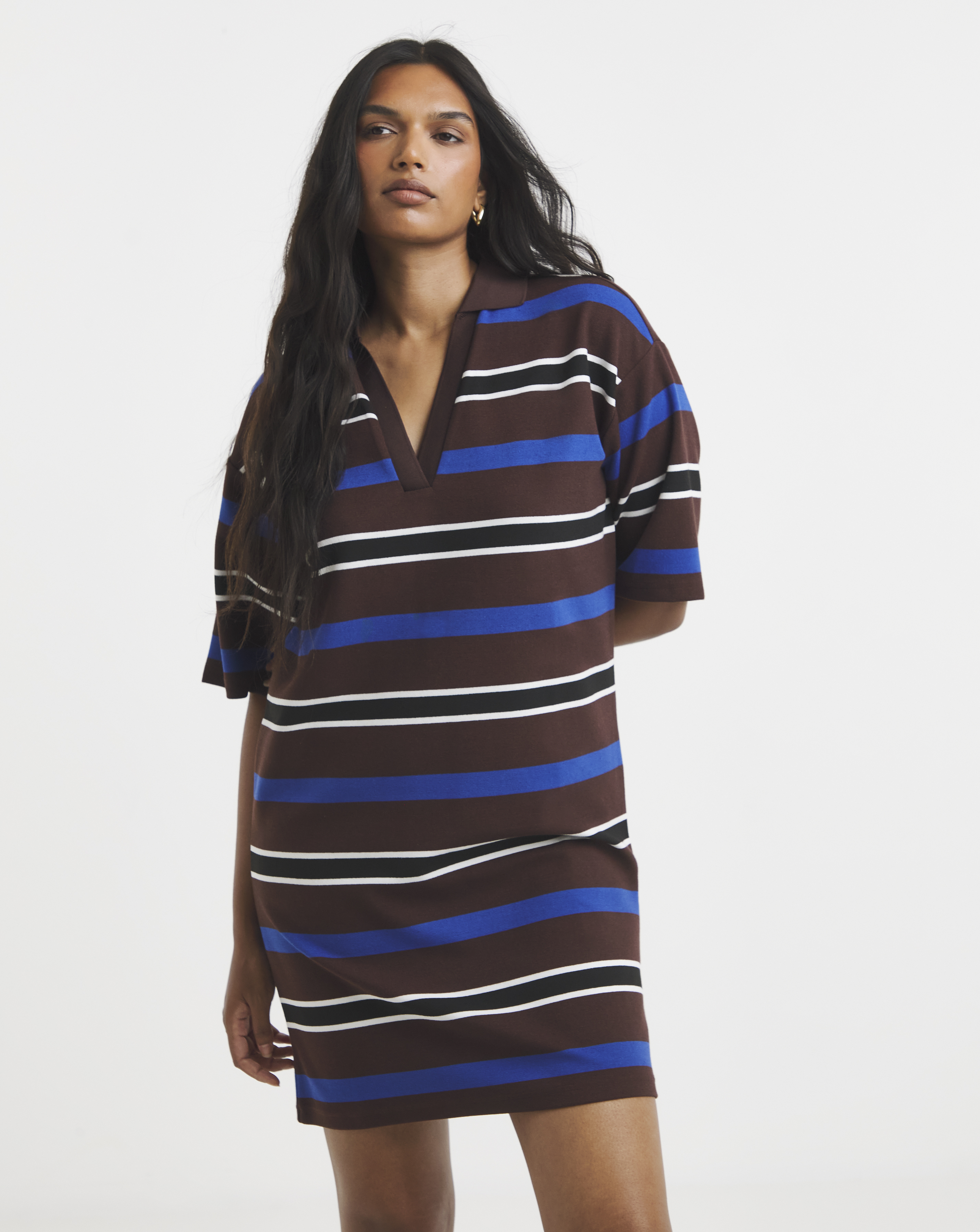 Collared Stripe Boxy Rugby Dress