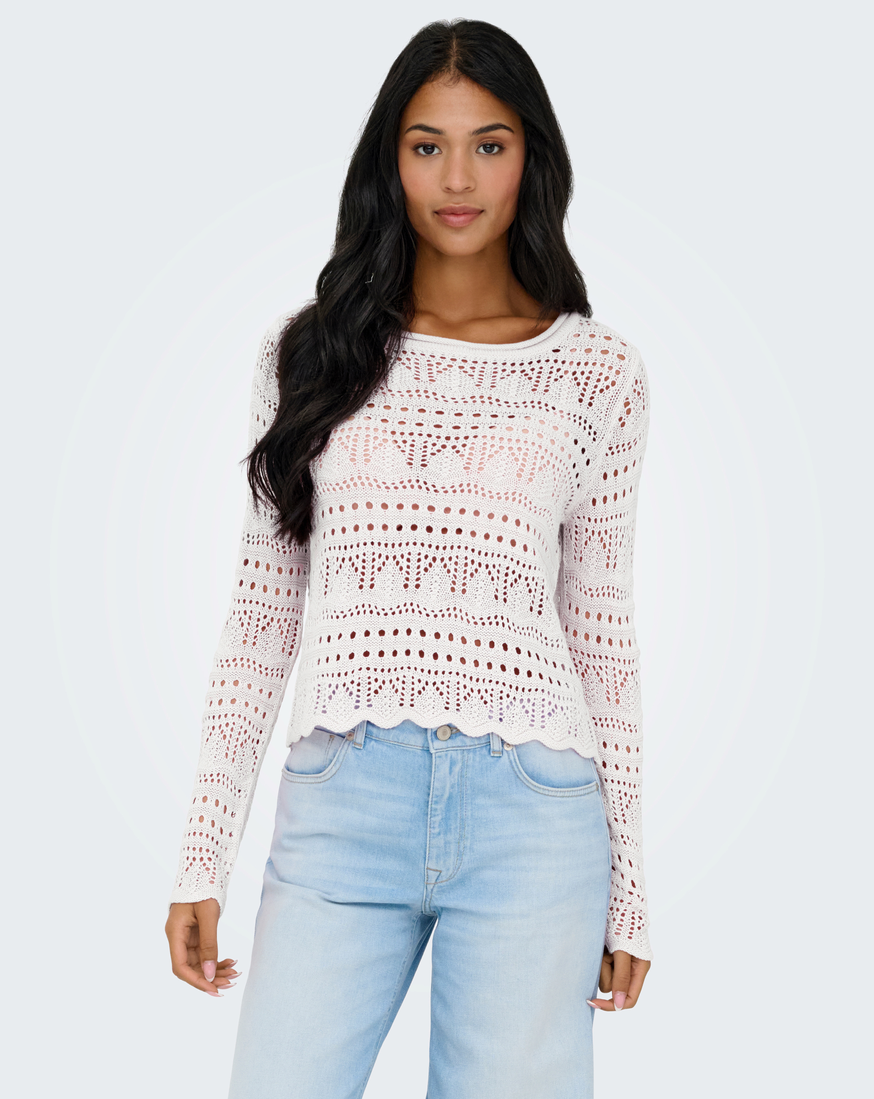 JDy White Sun Lay Boatneck Knitted Jumper - Medium