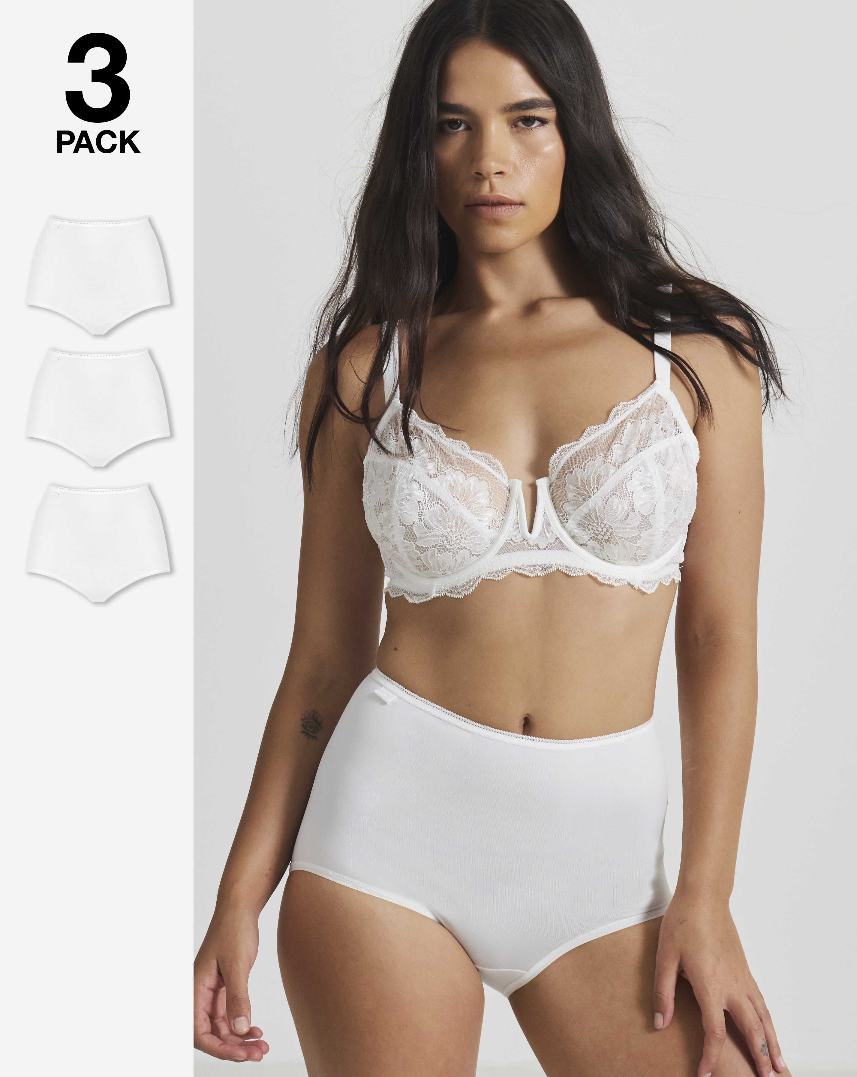 sloggi Sloggi 3Pack Microfibre Maxi Briefs In White | UK Size 12 Women's