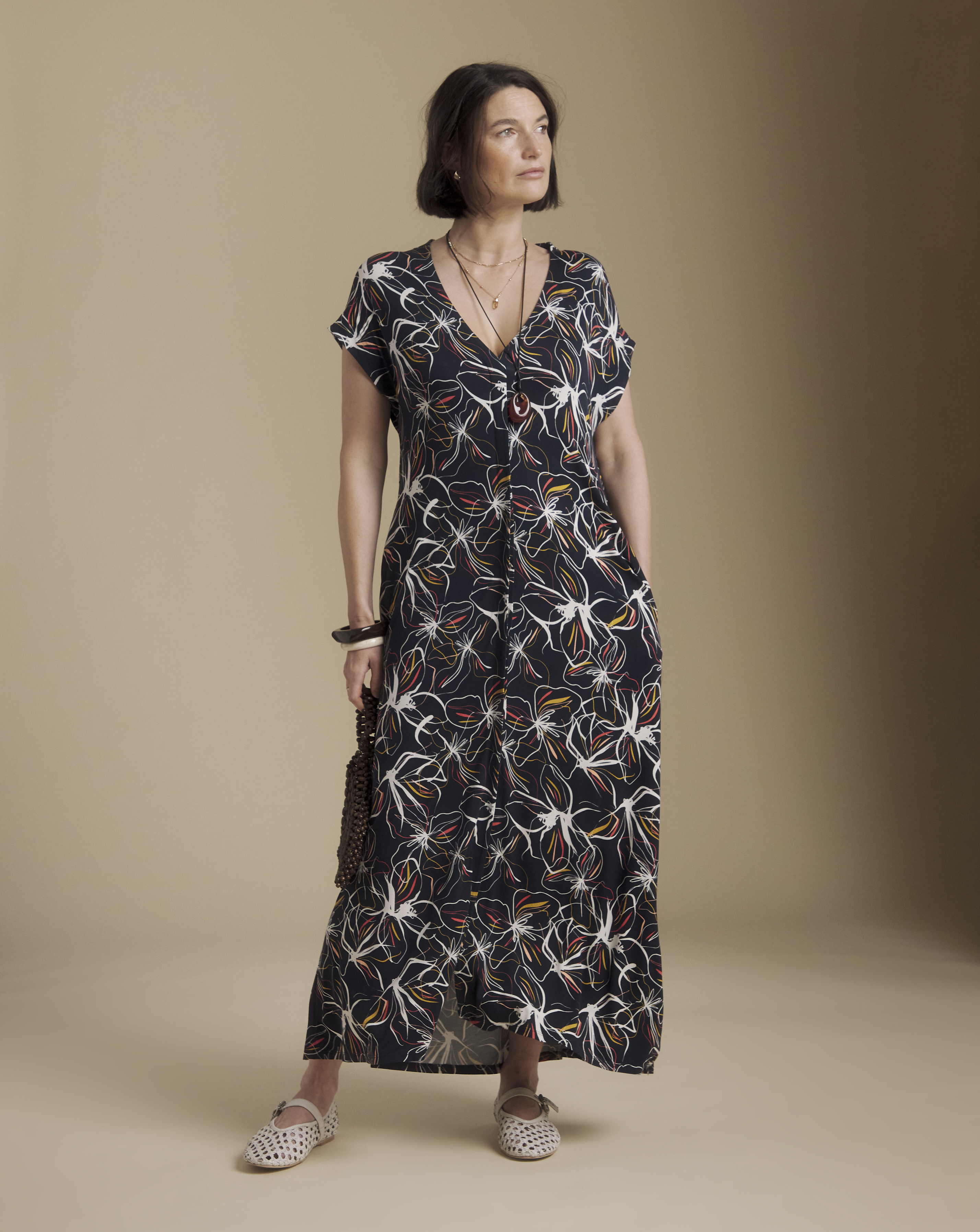 New In - Julipa Printed Cap Sleeve Midi Dress