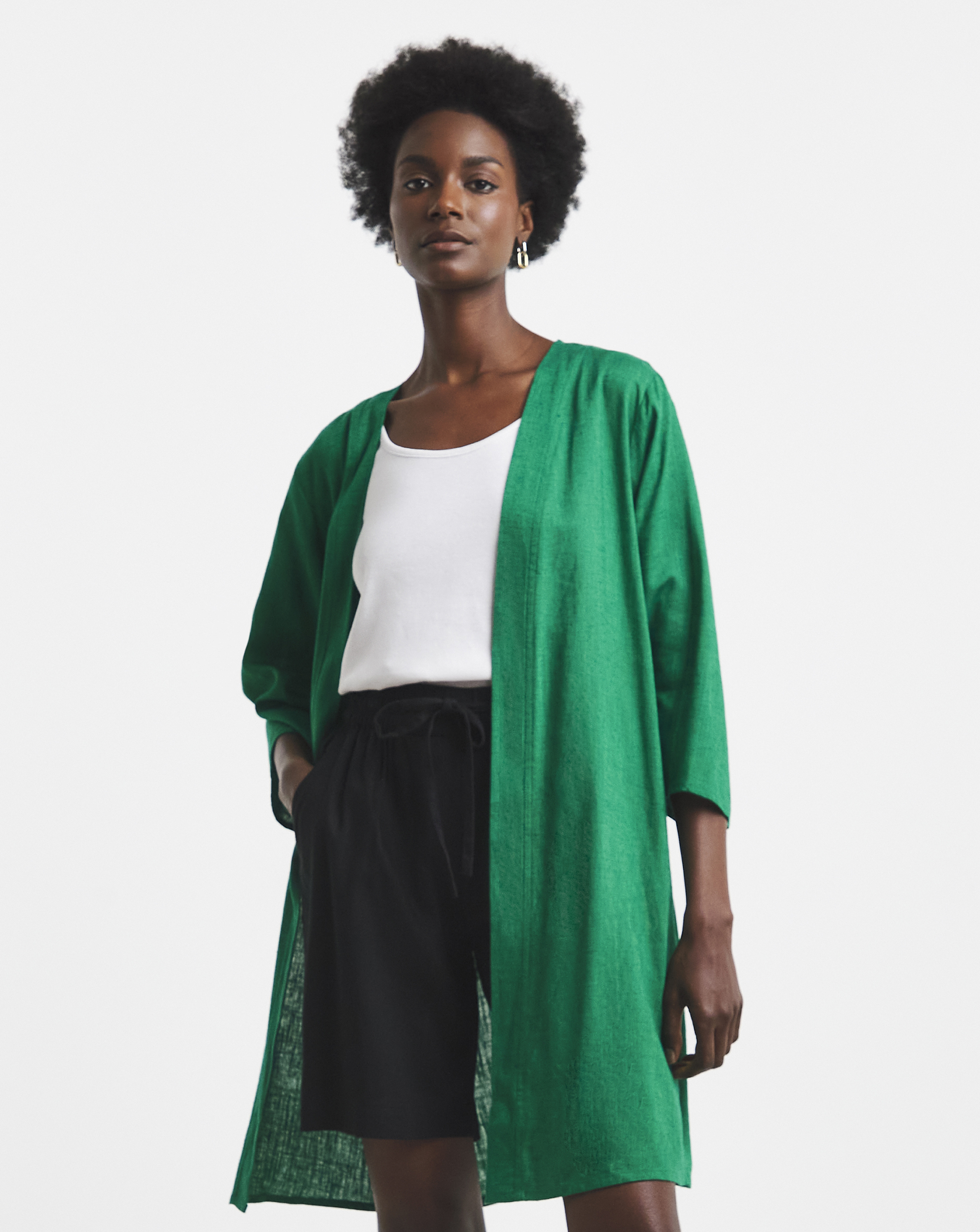 Linen Mix Longline Kimono