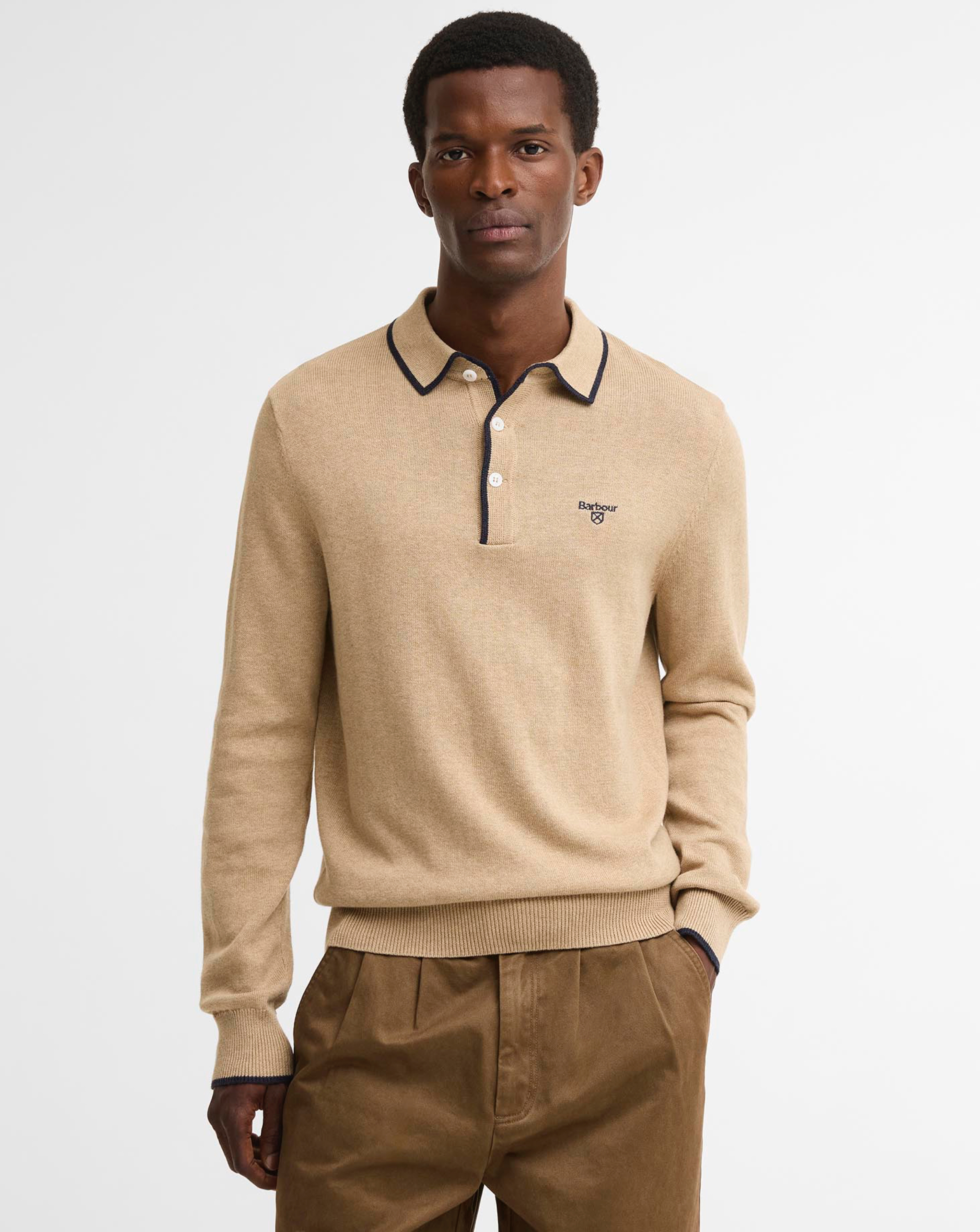 Barbour Taunton Knitted Polo Shirt, Beige, Size Xl, Men - Image 2