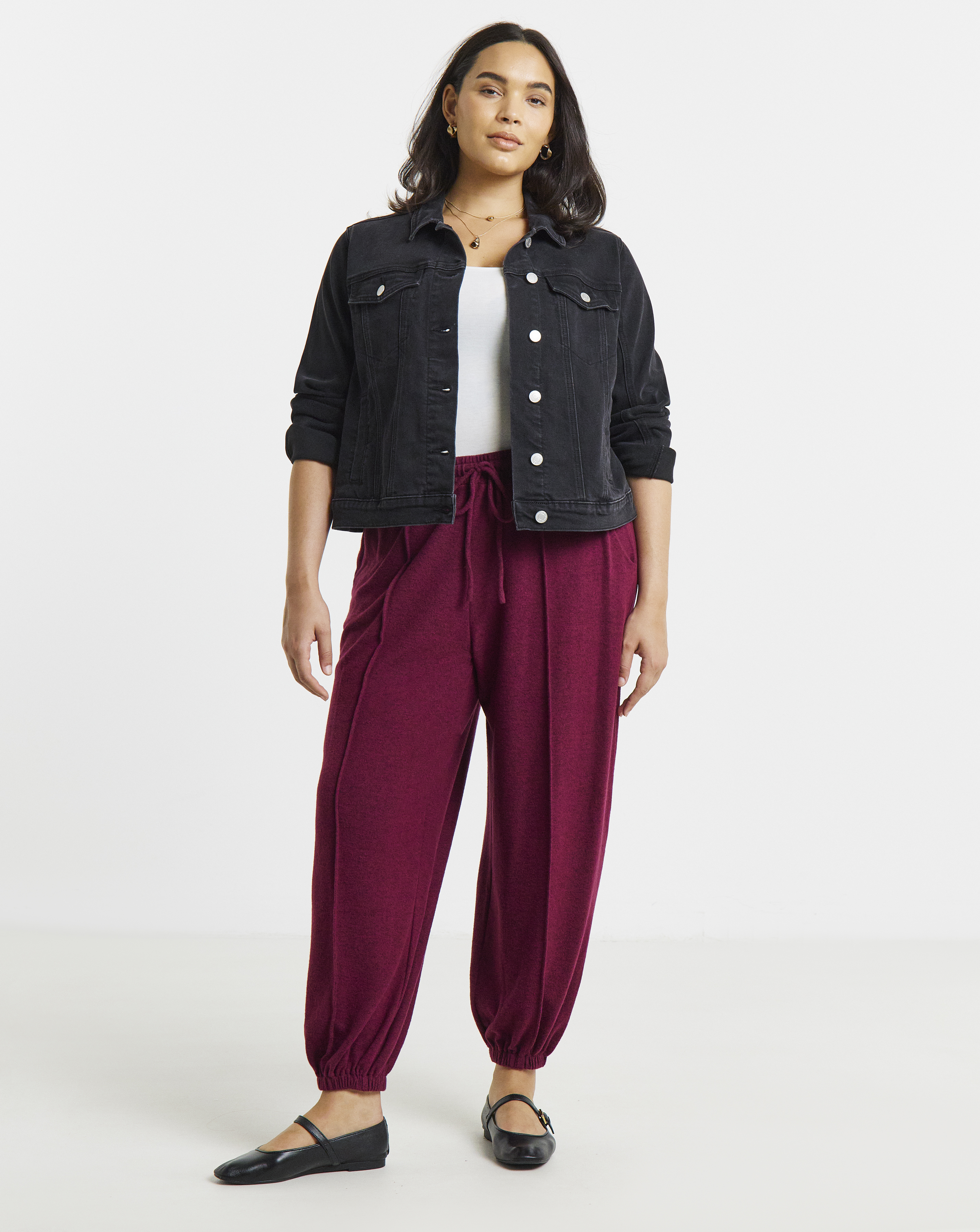 Simply Be Burgundy Balloon Leg Trouser
