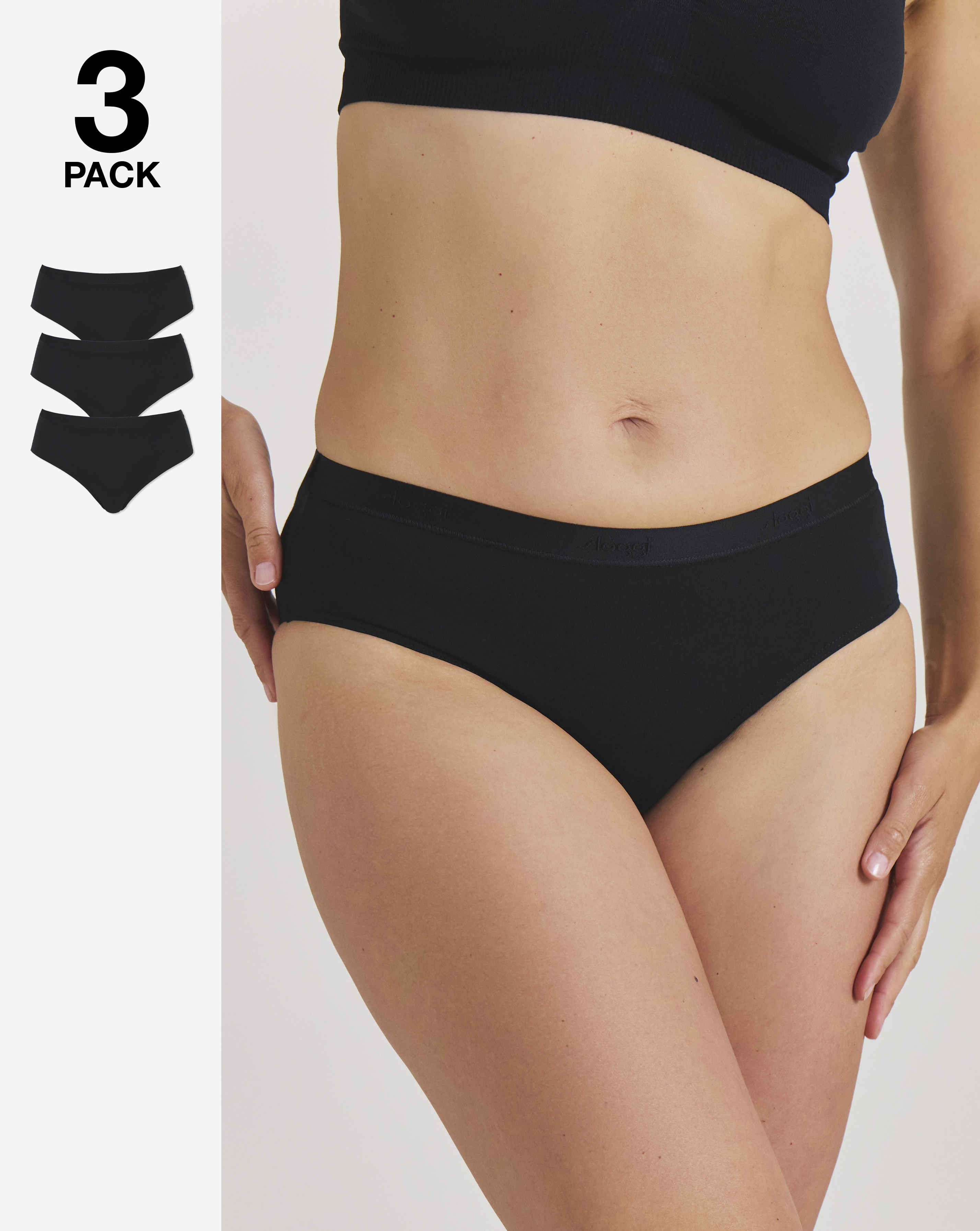 Sloggi 3Pk Go Casual Midi Knickers Black