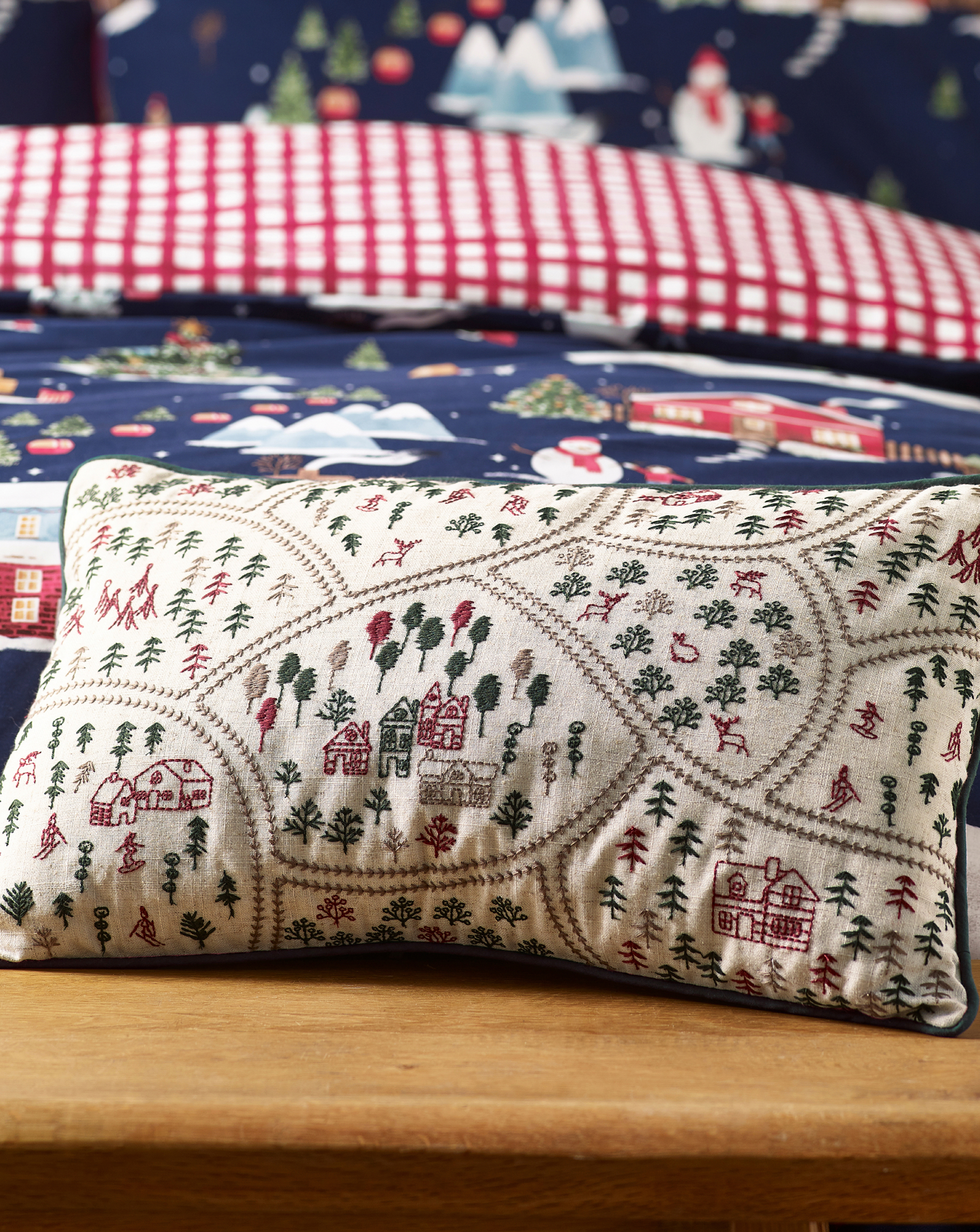 CL Christmas Ski Village Cushion Multi - Catherine Lansfield