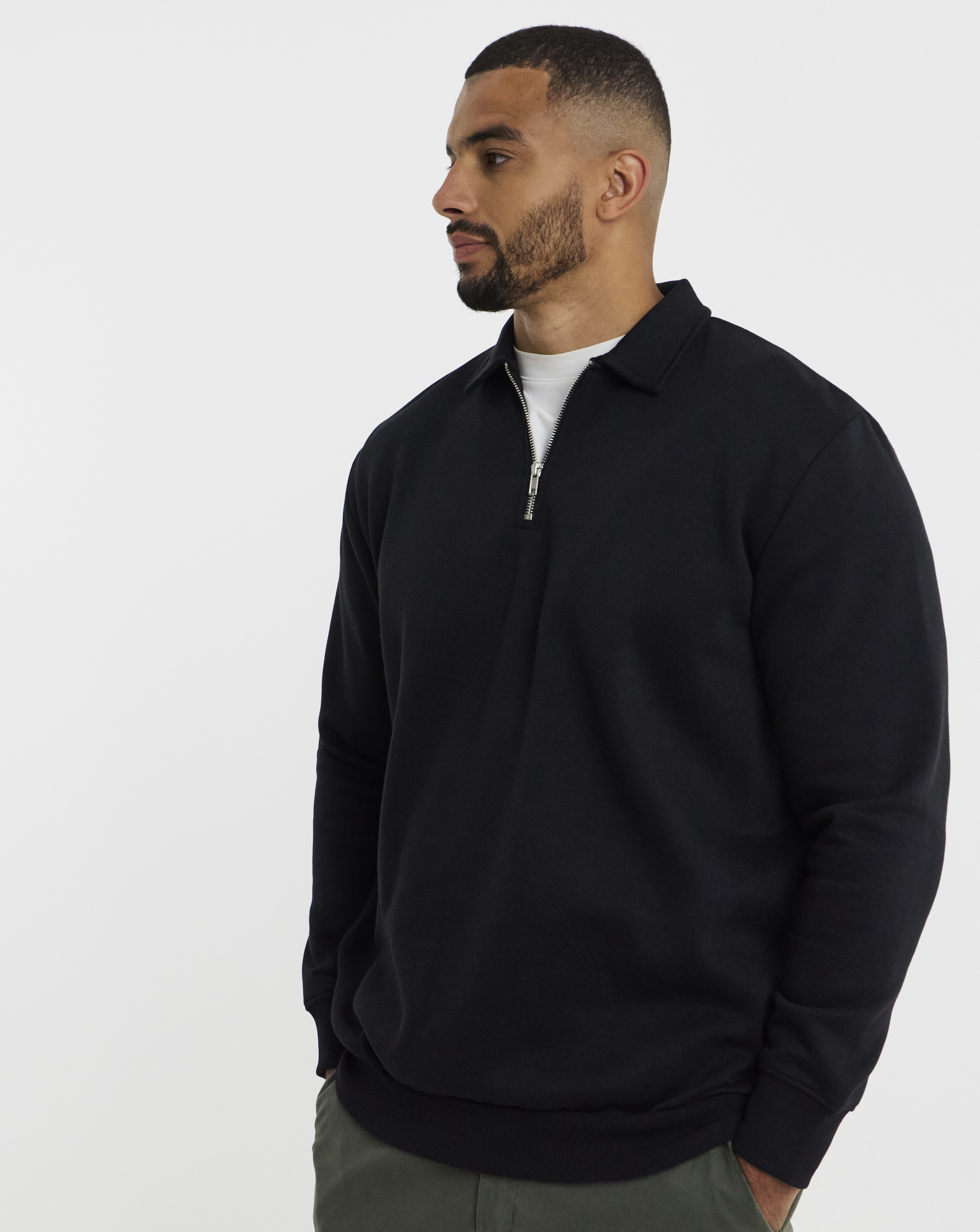 Jack & Jones Bradley Zip Sweat Polo - Black