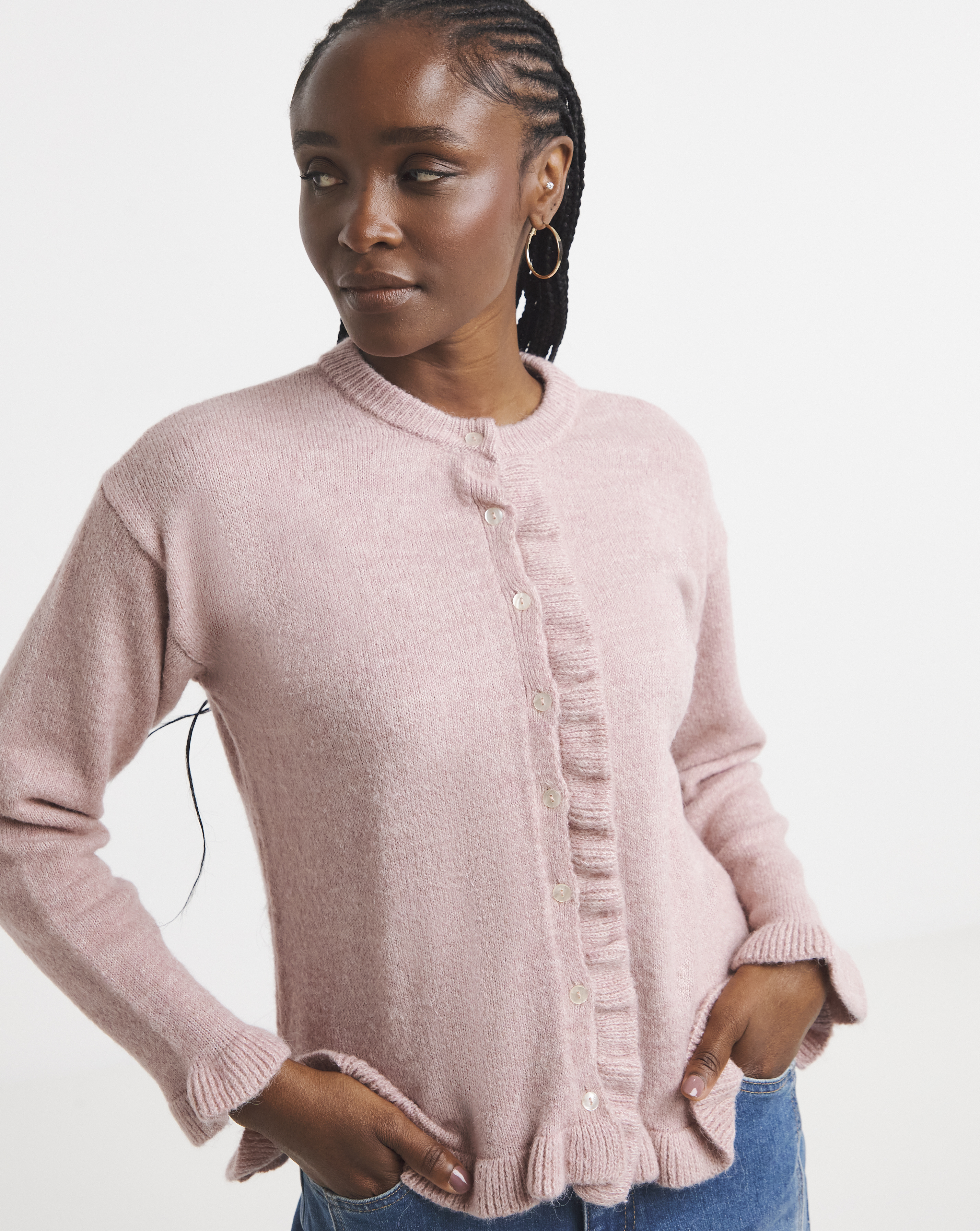 Simply Be Ruffled Frill Knit Cardigan