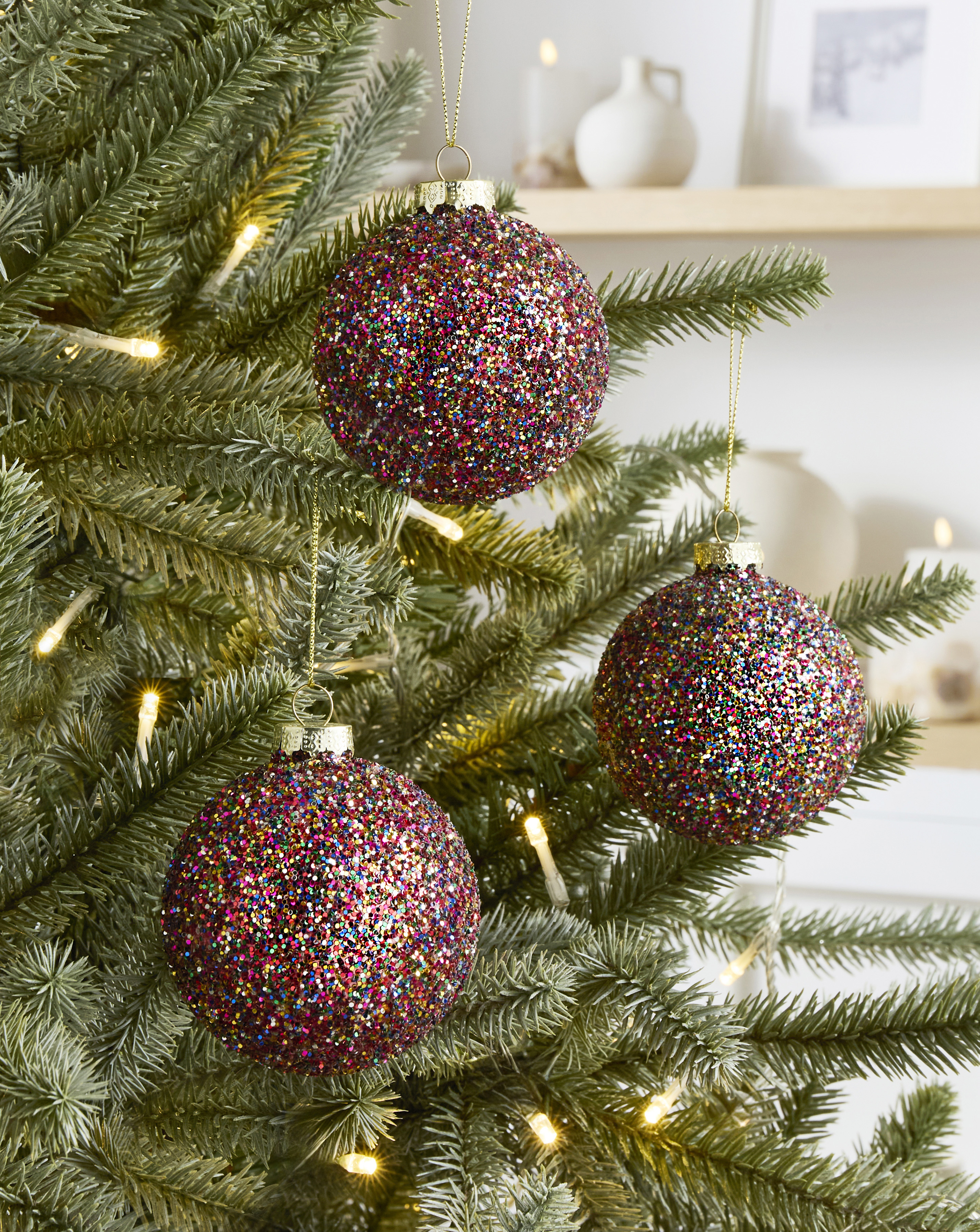 Gisela Graham Glass Baubles - Set of 3