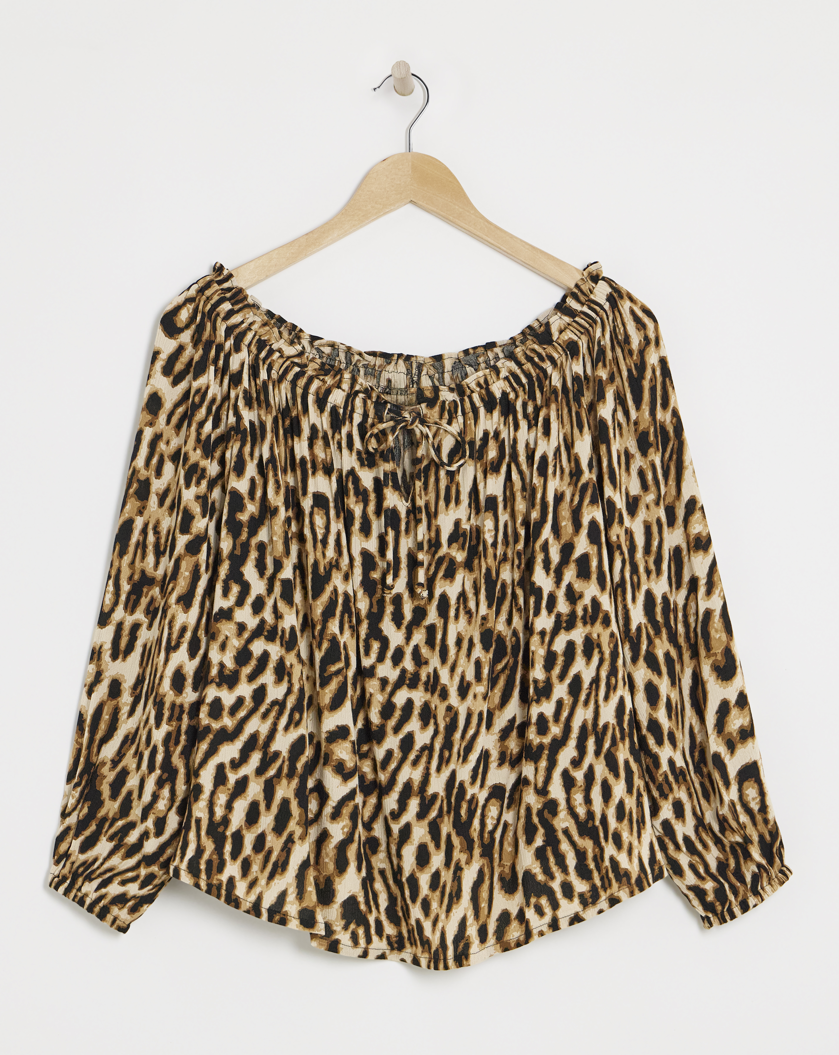 Simply Be Leopard Crinkle Bardot Top