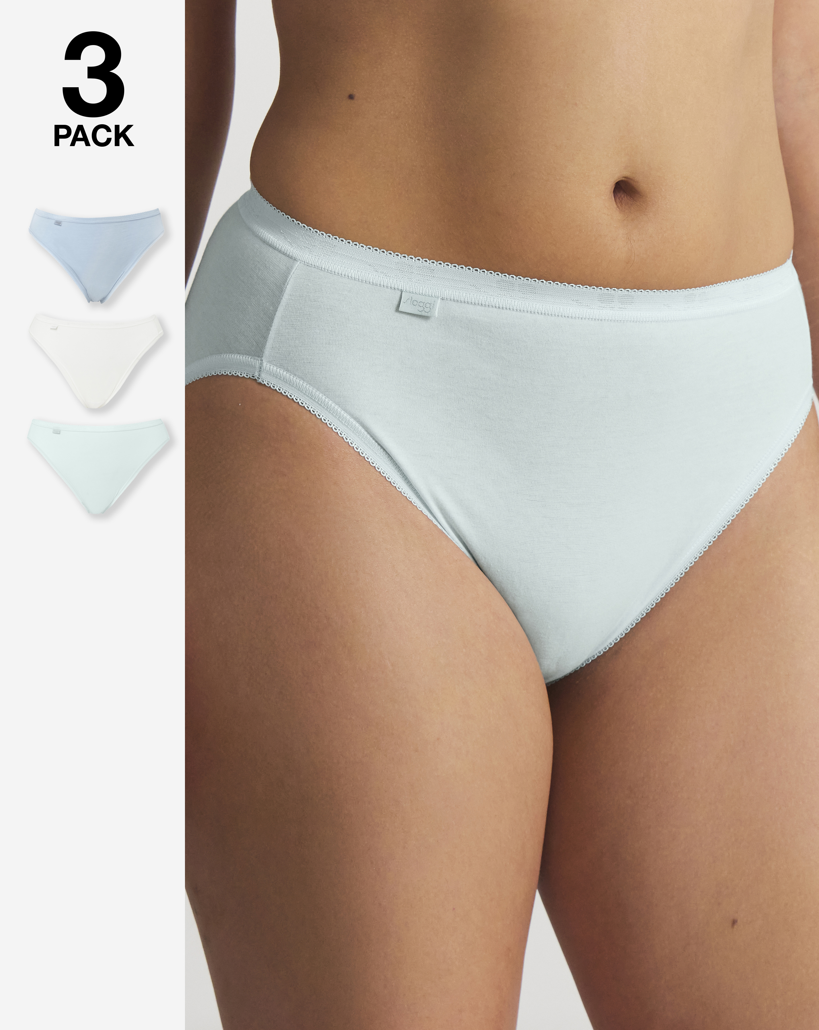 Sloggi 3Pk Tai Hi Leg Knicker Mint Multi
