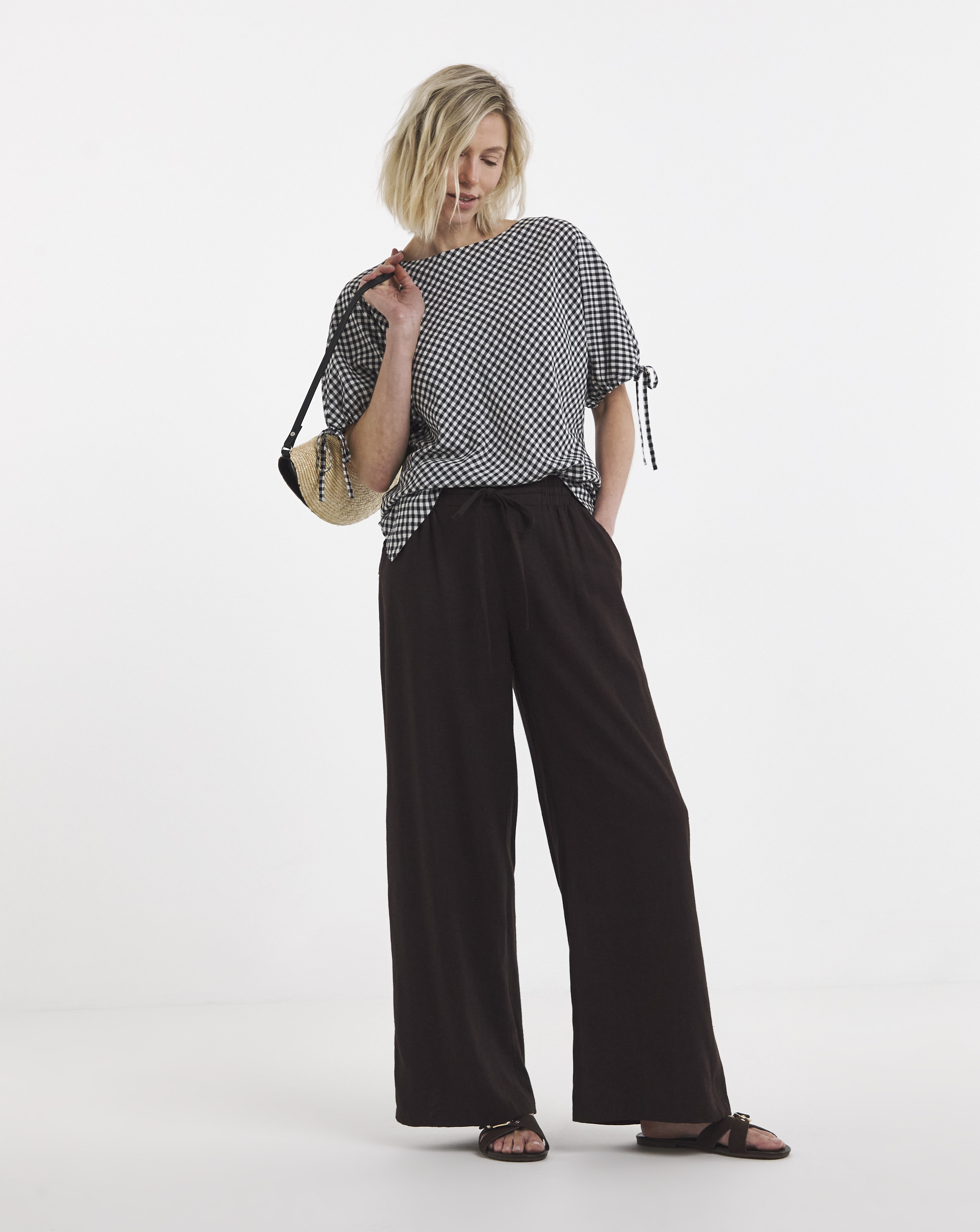 New In - Gingham Elasticated Boxy Top