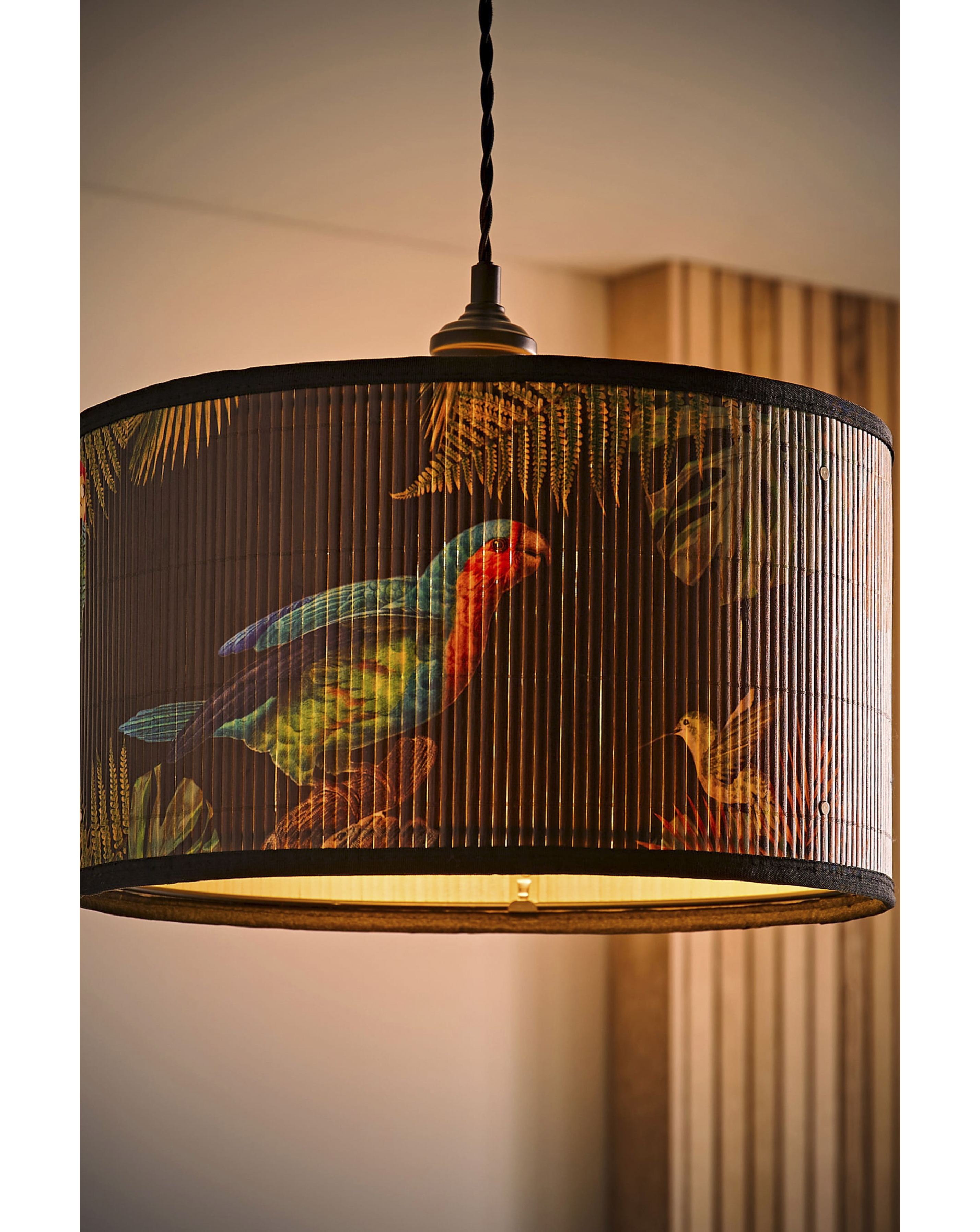 ValueLights Daintree Medium Monochrome Bamboo Drum Shade 35cm