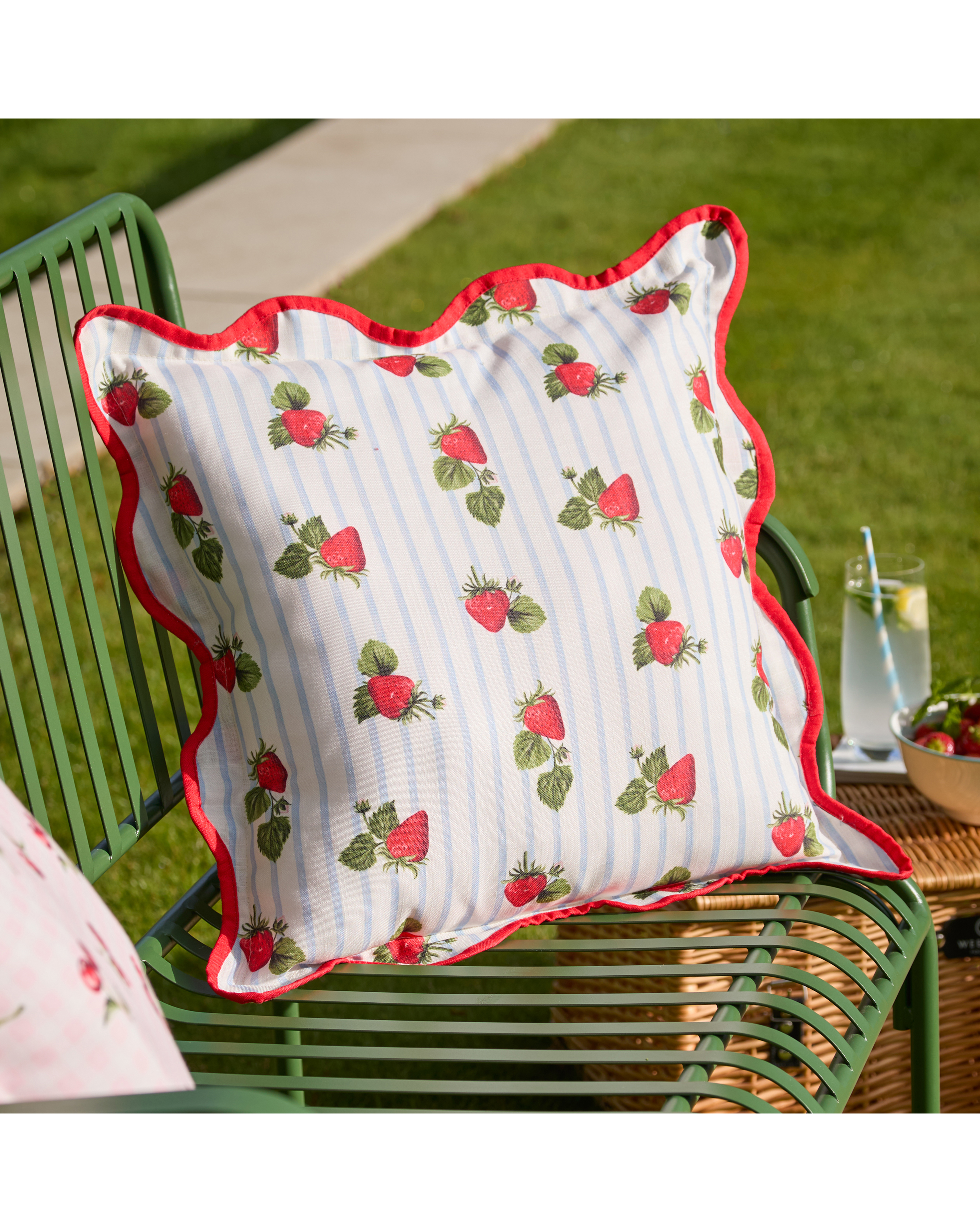 Fruits Strawberries Outdoor Cushion