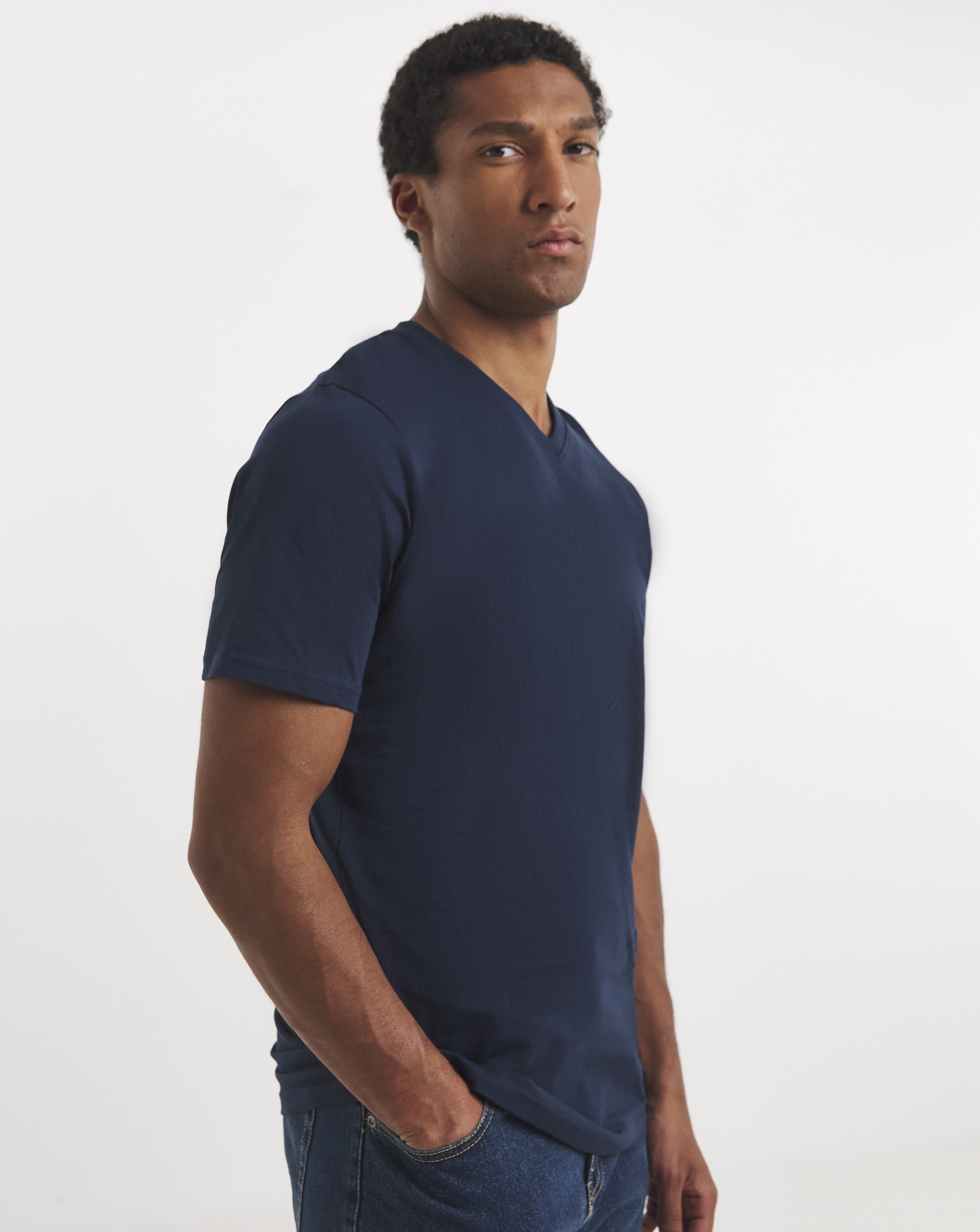 Pure Cotton V-Neck T-Shirt Long