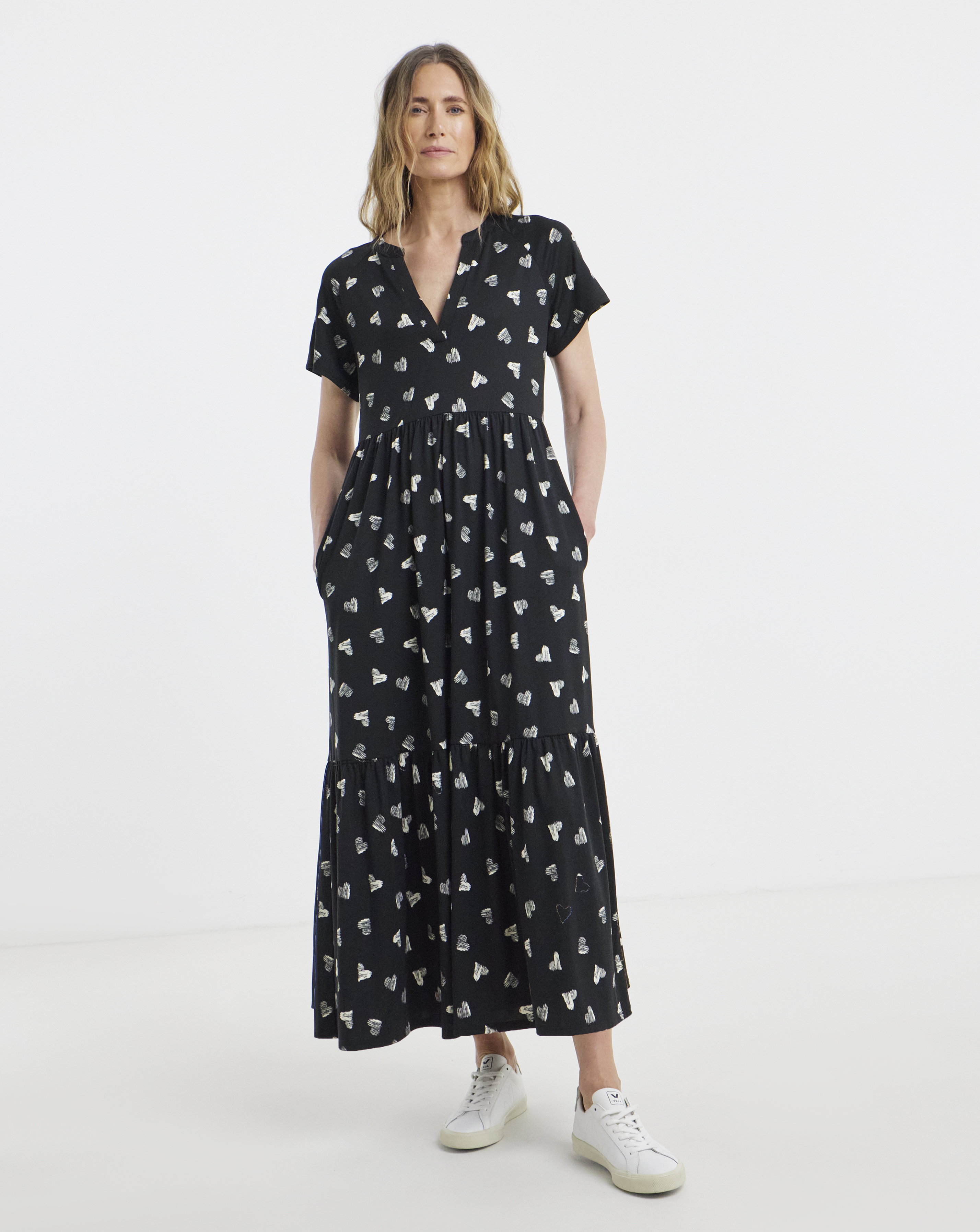 Soft Touch Notch Neck Short Sleeve Dress