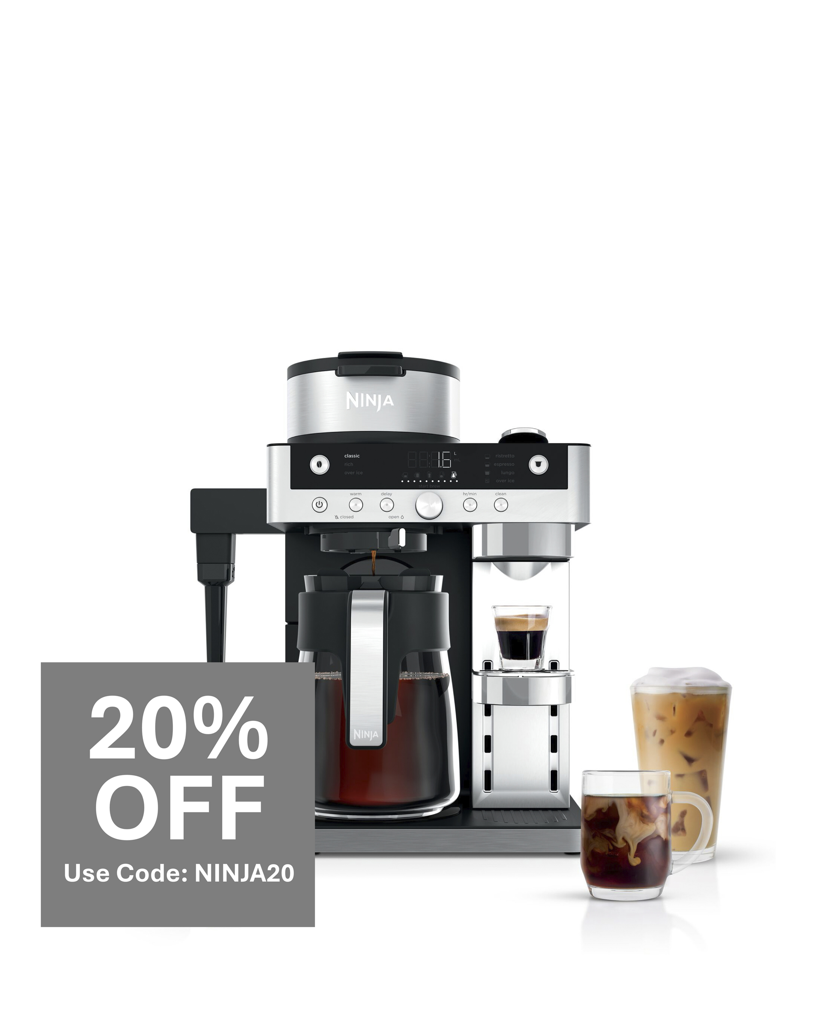 Ninja Prestige Dualbrew System CFN802UK Silver/ Black