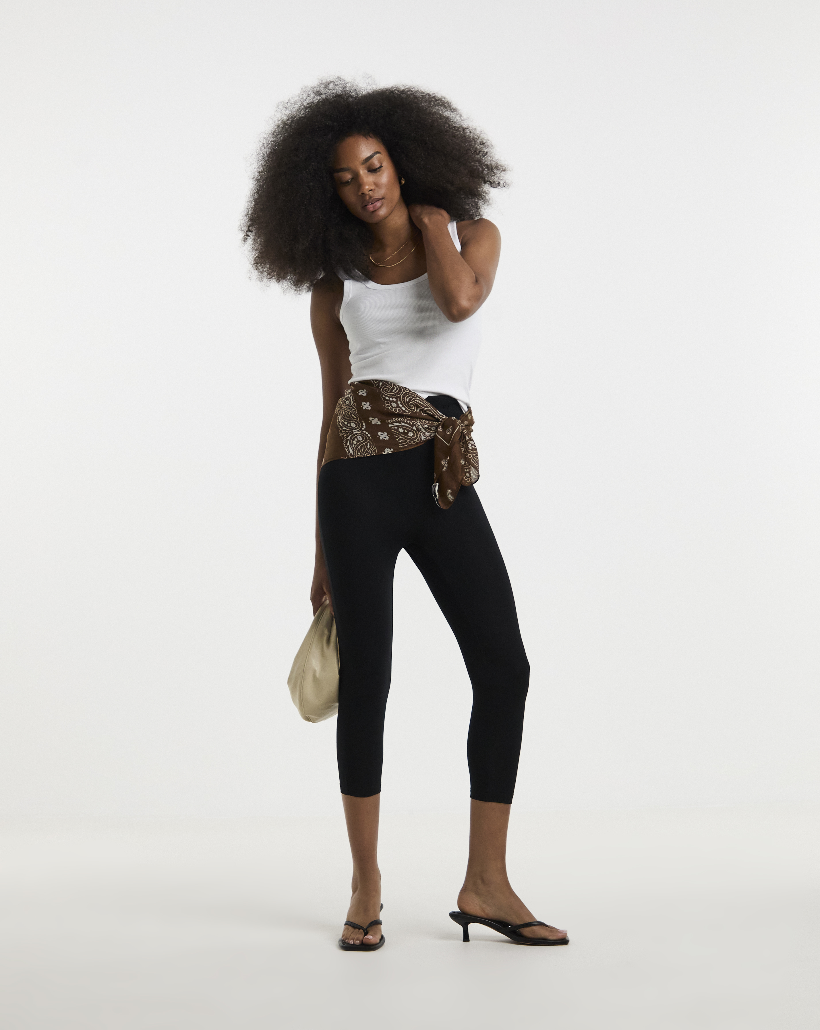 Black Jersey Cropped Legging