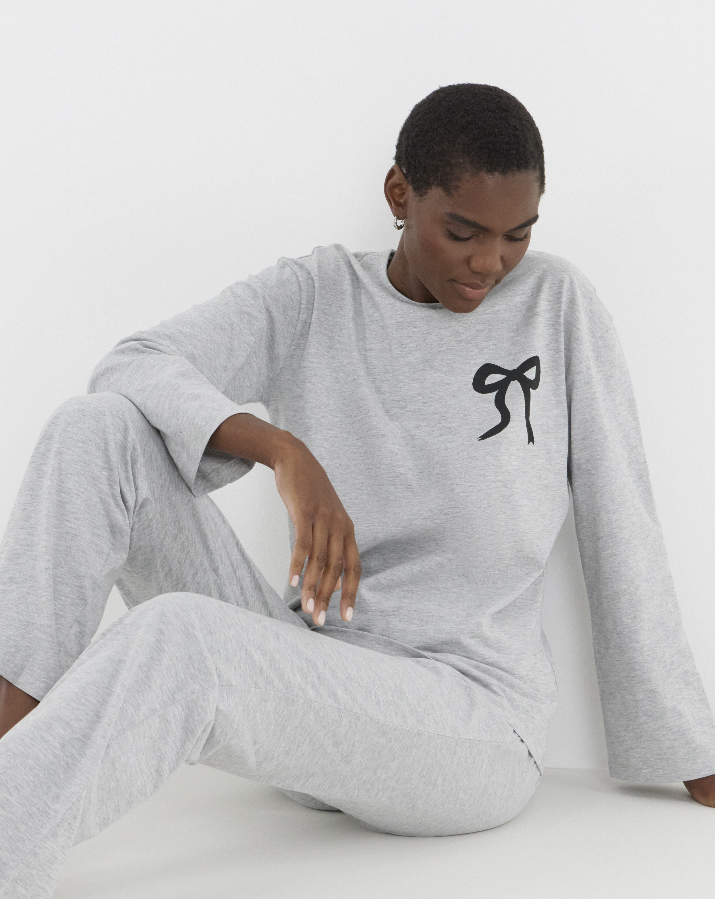 New In - Value Plain Marl Pyjamas (Bow Motif)
