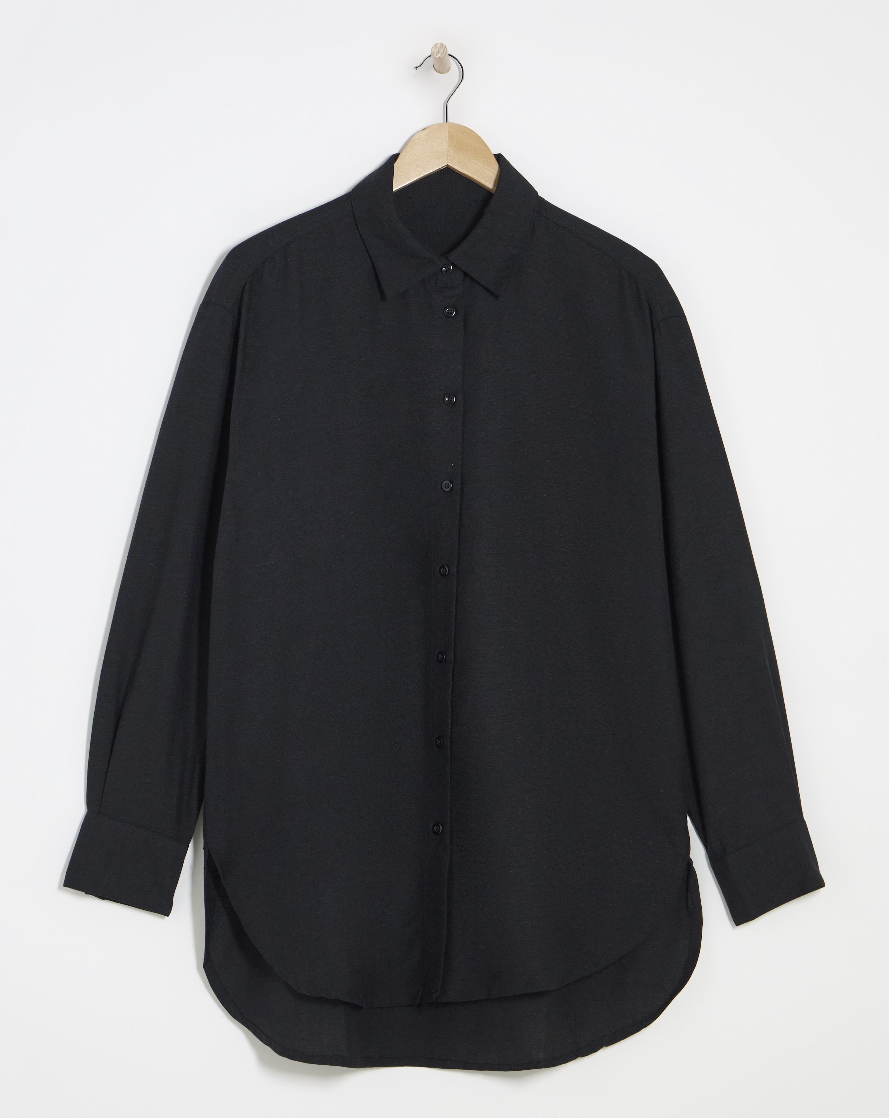 Simply Be Black Oversized Linen Shirt