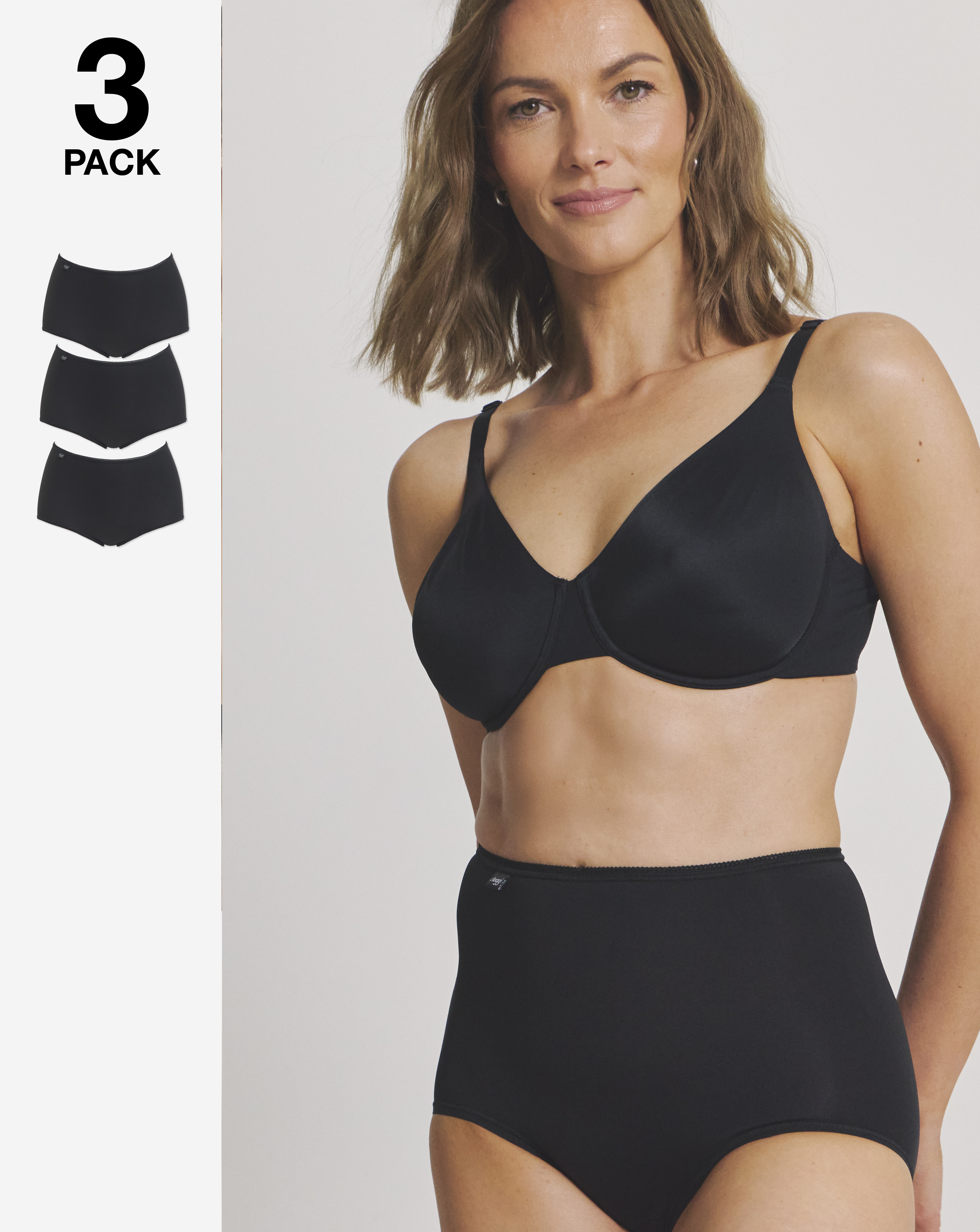 Sloggi 3Pk Microfibre Maxi Knicker Black
