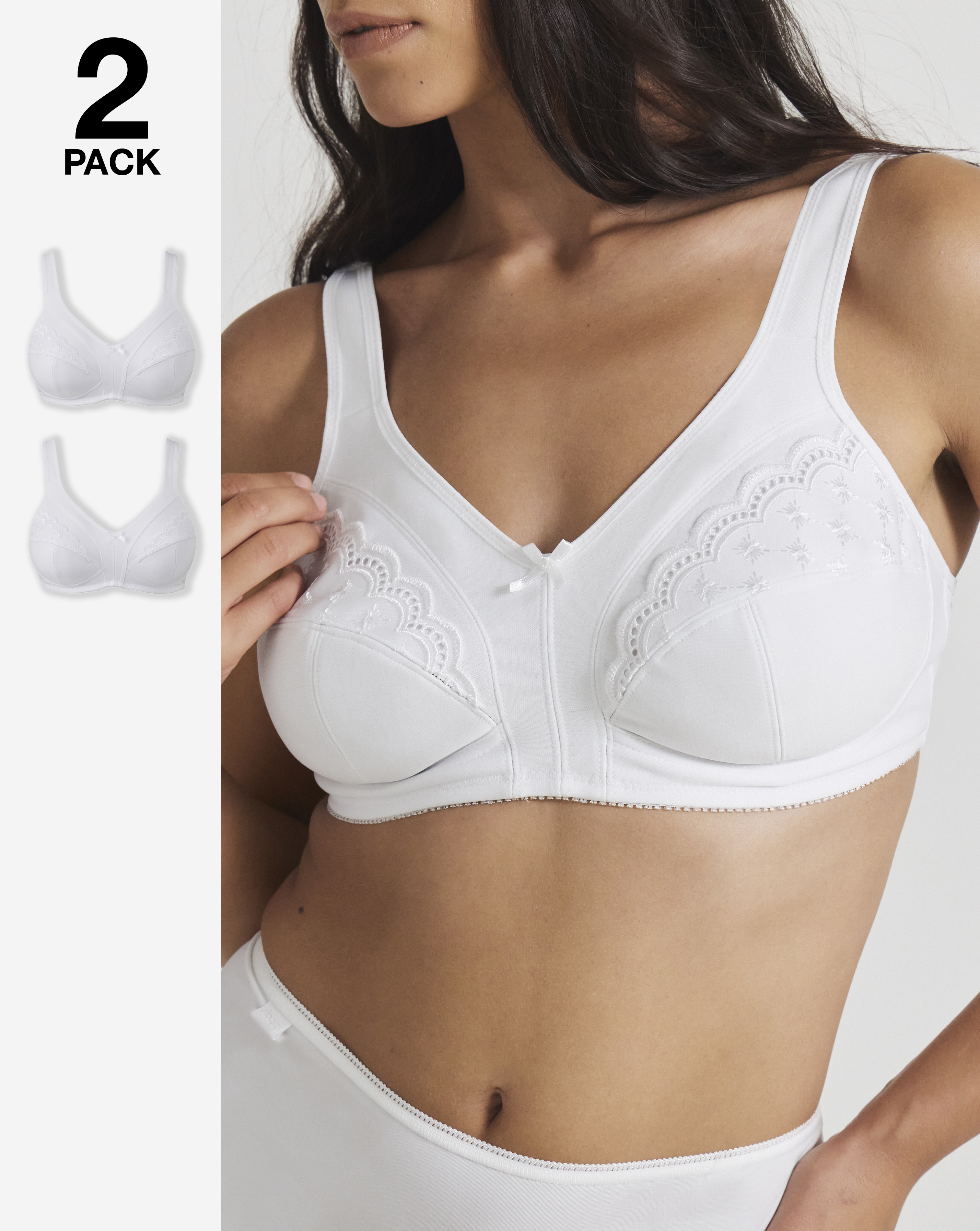 2 Pack Sally Minimiser White Bras