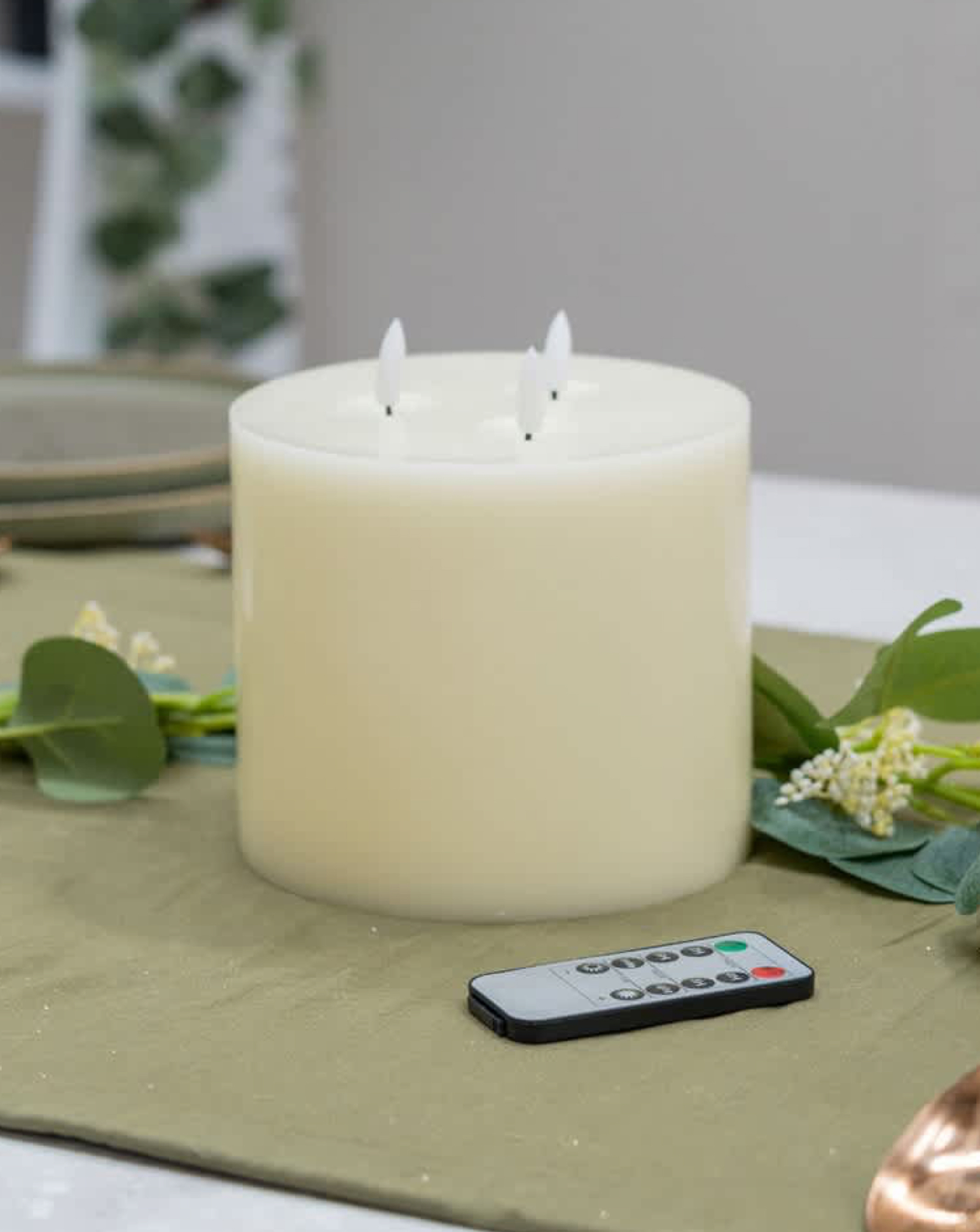 Valuelights Set Of 2 Led 3 Wick Flickering Candle With Remote Control - Image 2