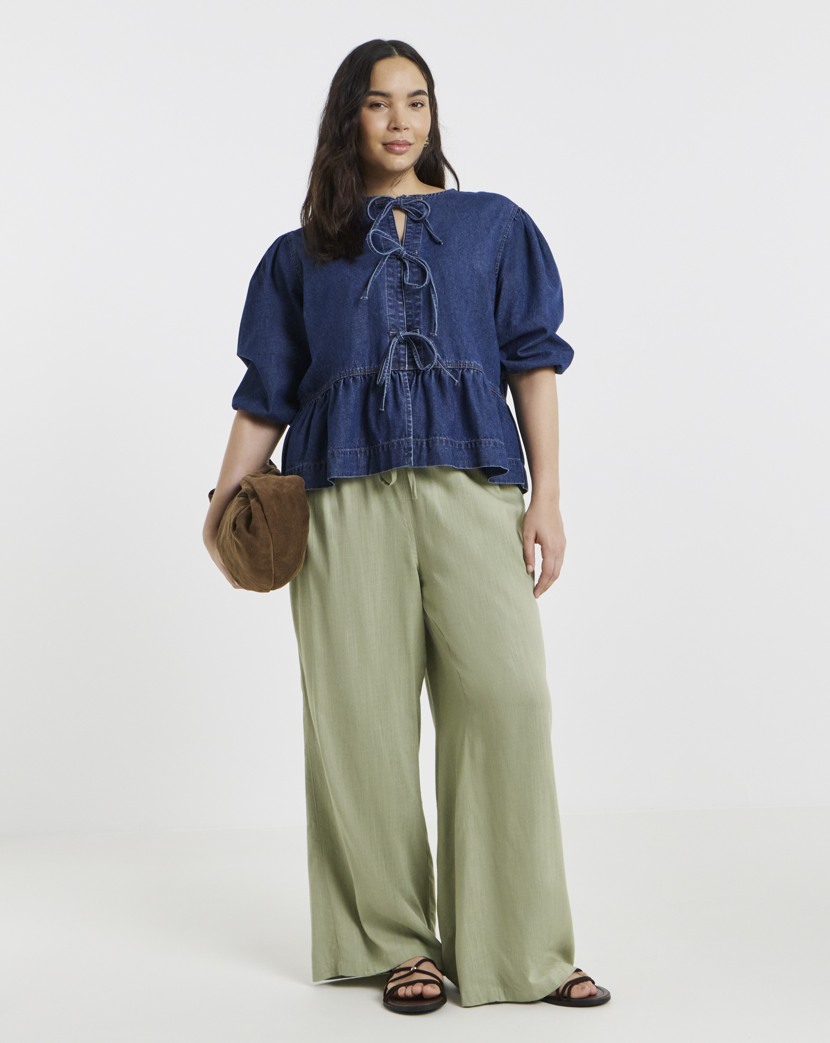 Simply Be Wide Leg Linen Mix Trousers