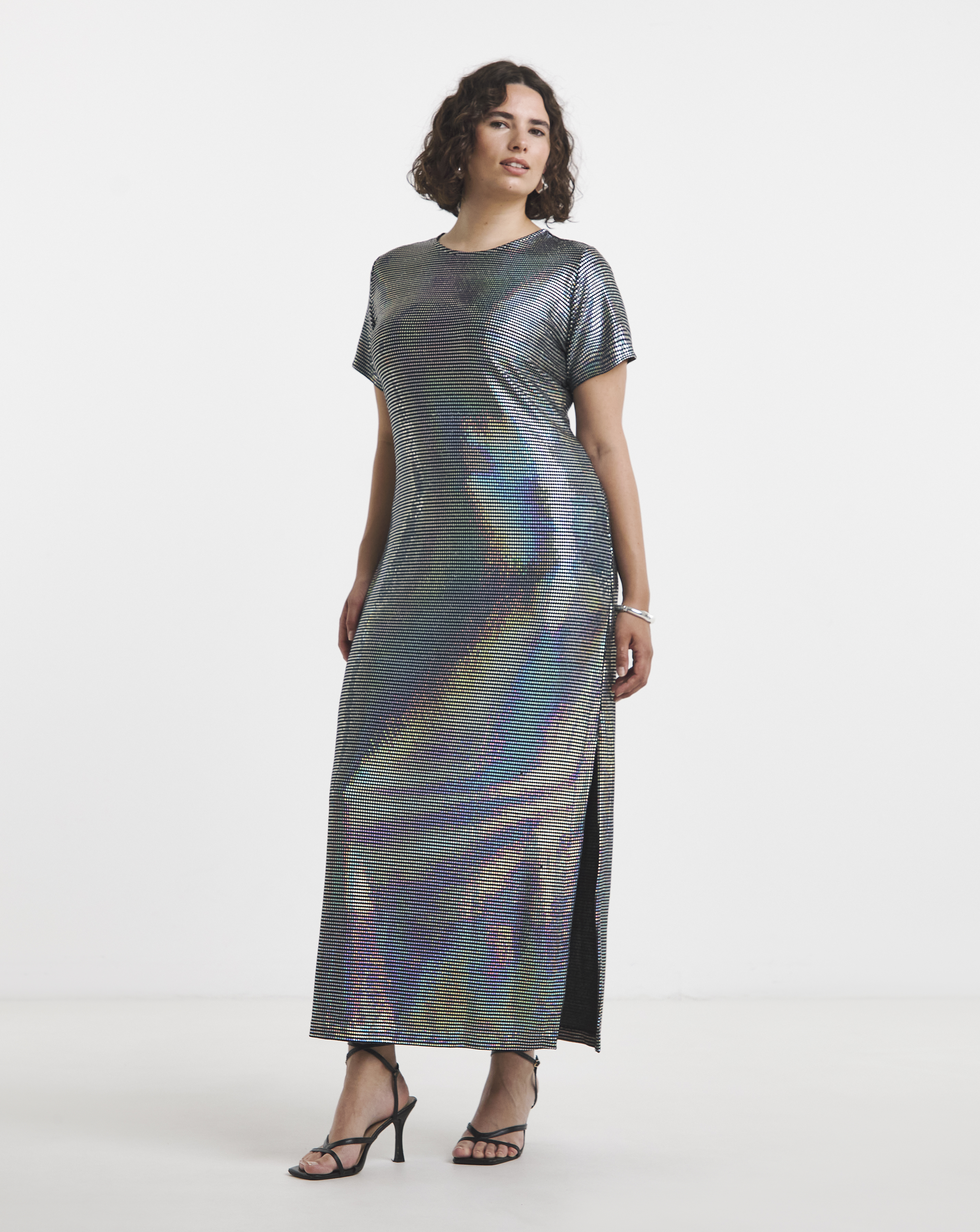 Irredescent Foil Midi Dress
