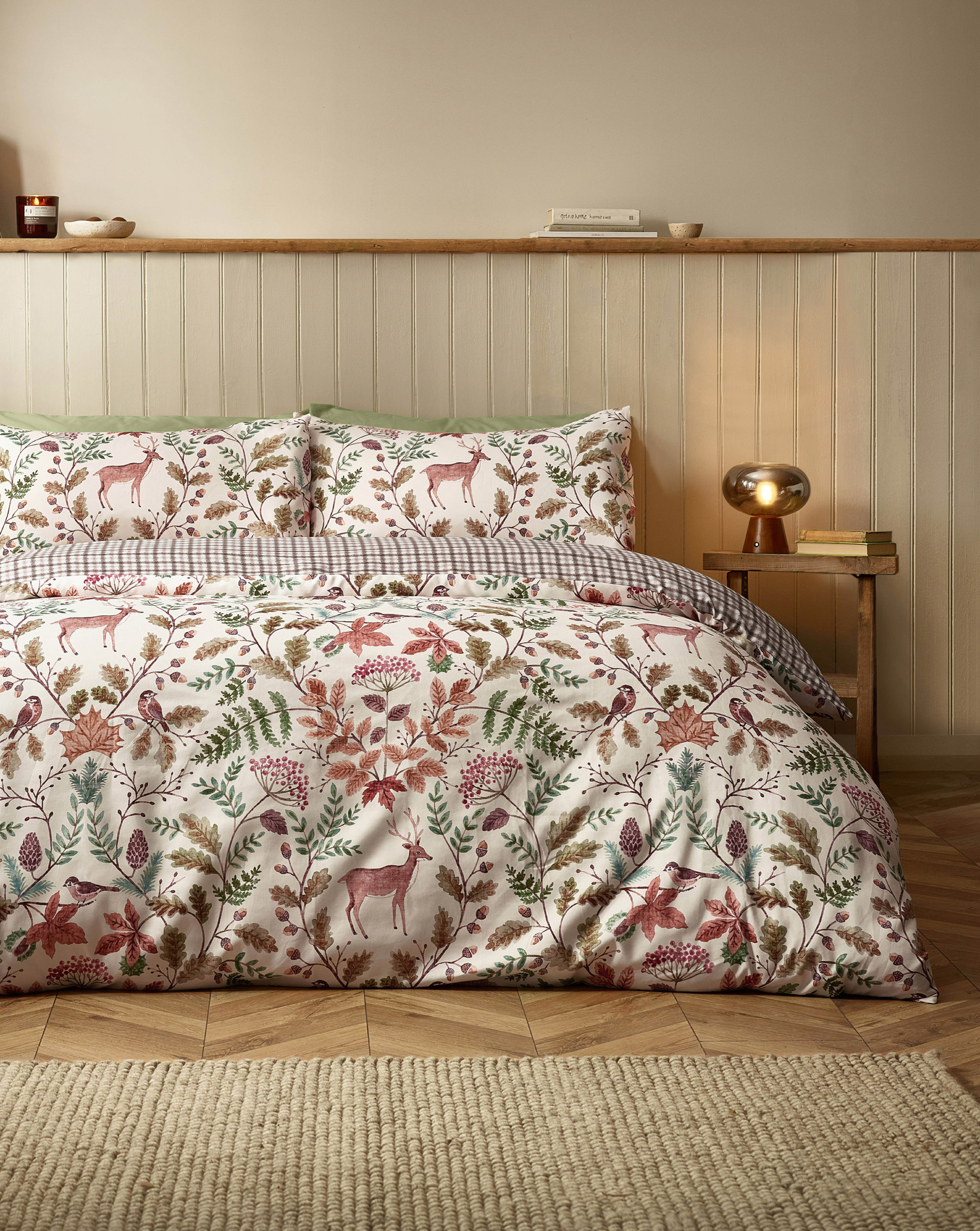 Catherine Lansfield Unisex Cream Woodland Stag Duvet Cover Set In | Size: Double - Image 7