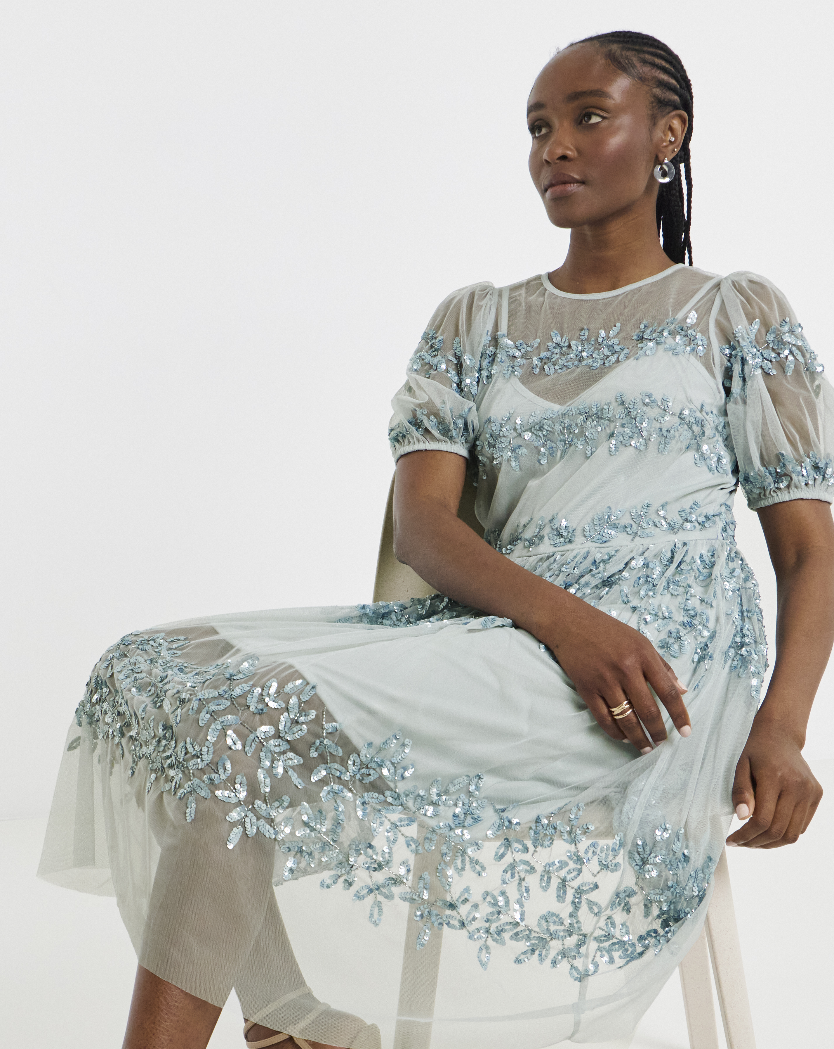 Maya Curve Sequin Midi Dress