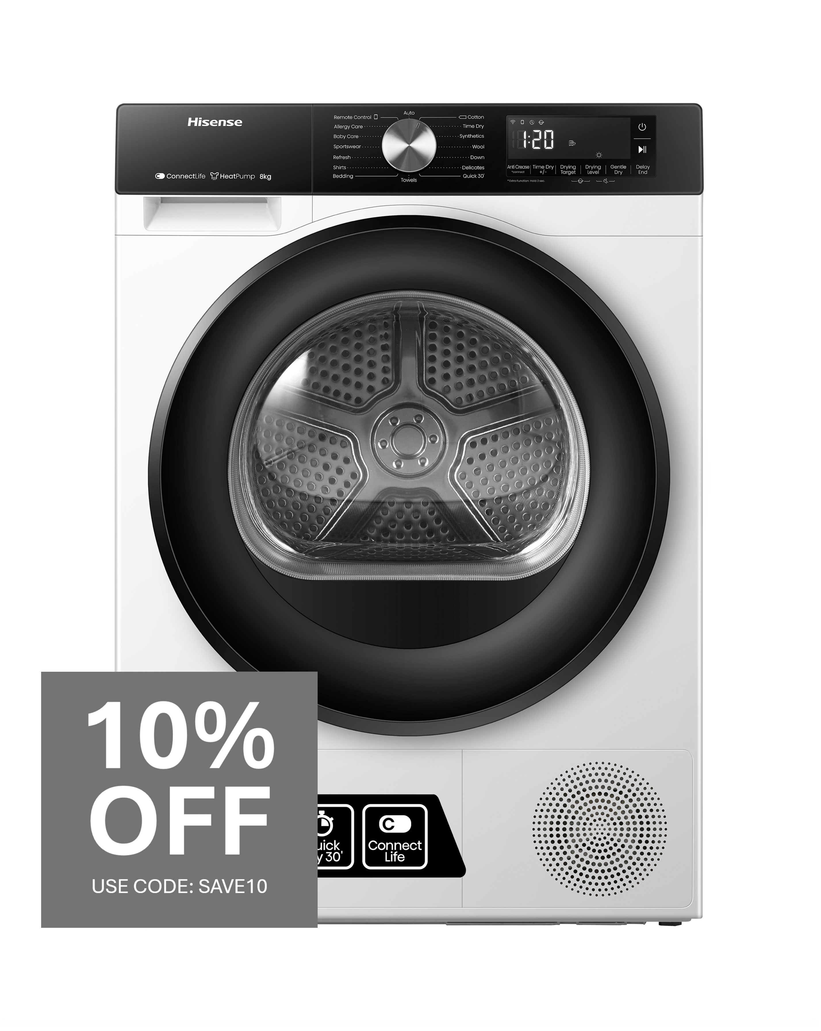 Hisense DH3S802BW3 8kg Tumble Dryer