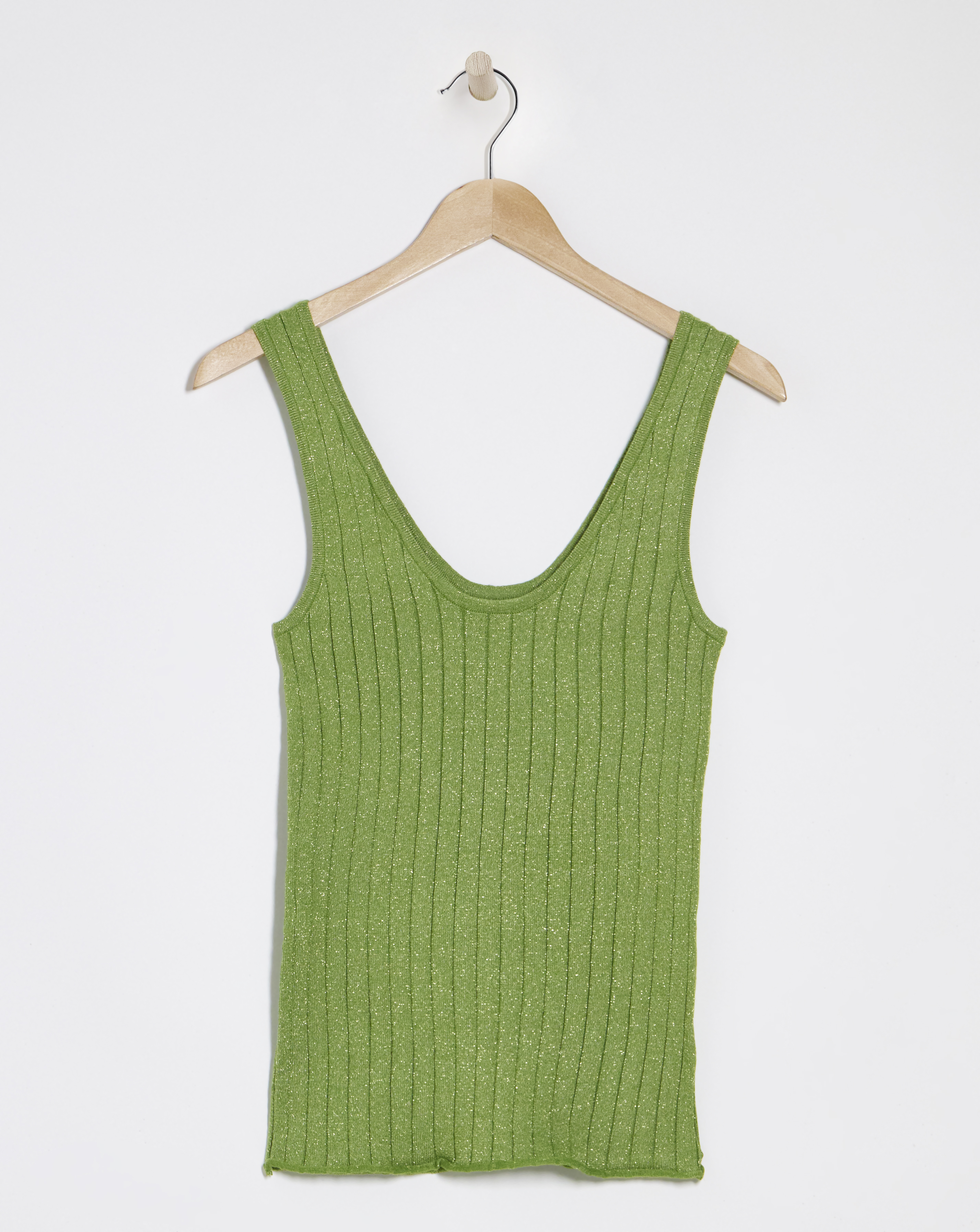 Simply Be Green Metallic Rib Knit Vest Top