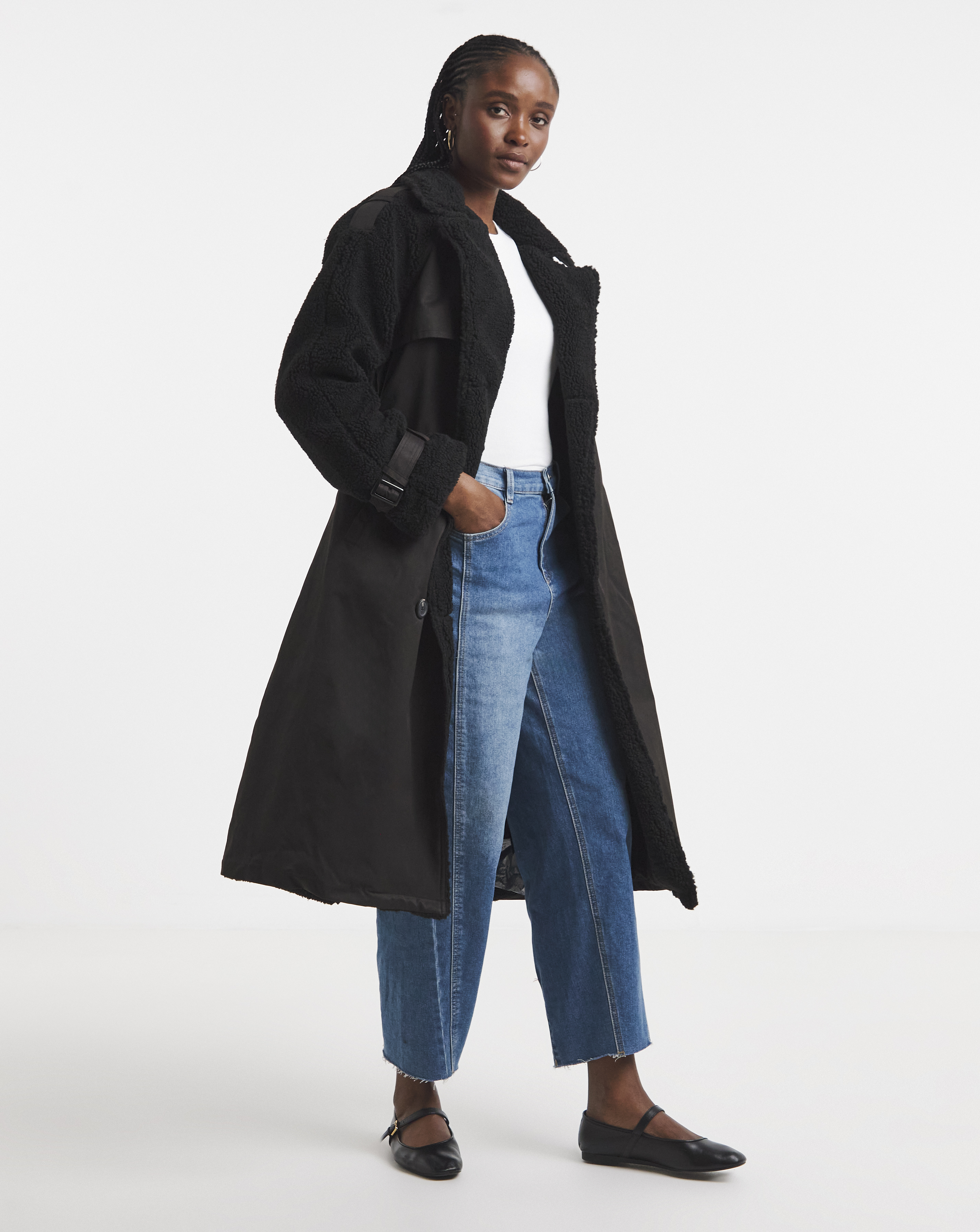 Black Borg Mix Trench Coat