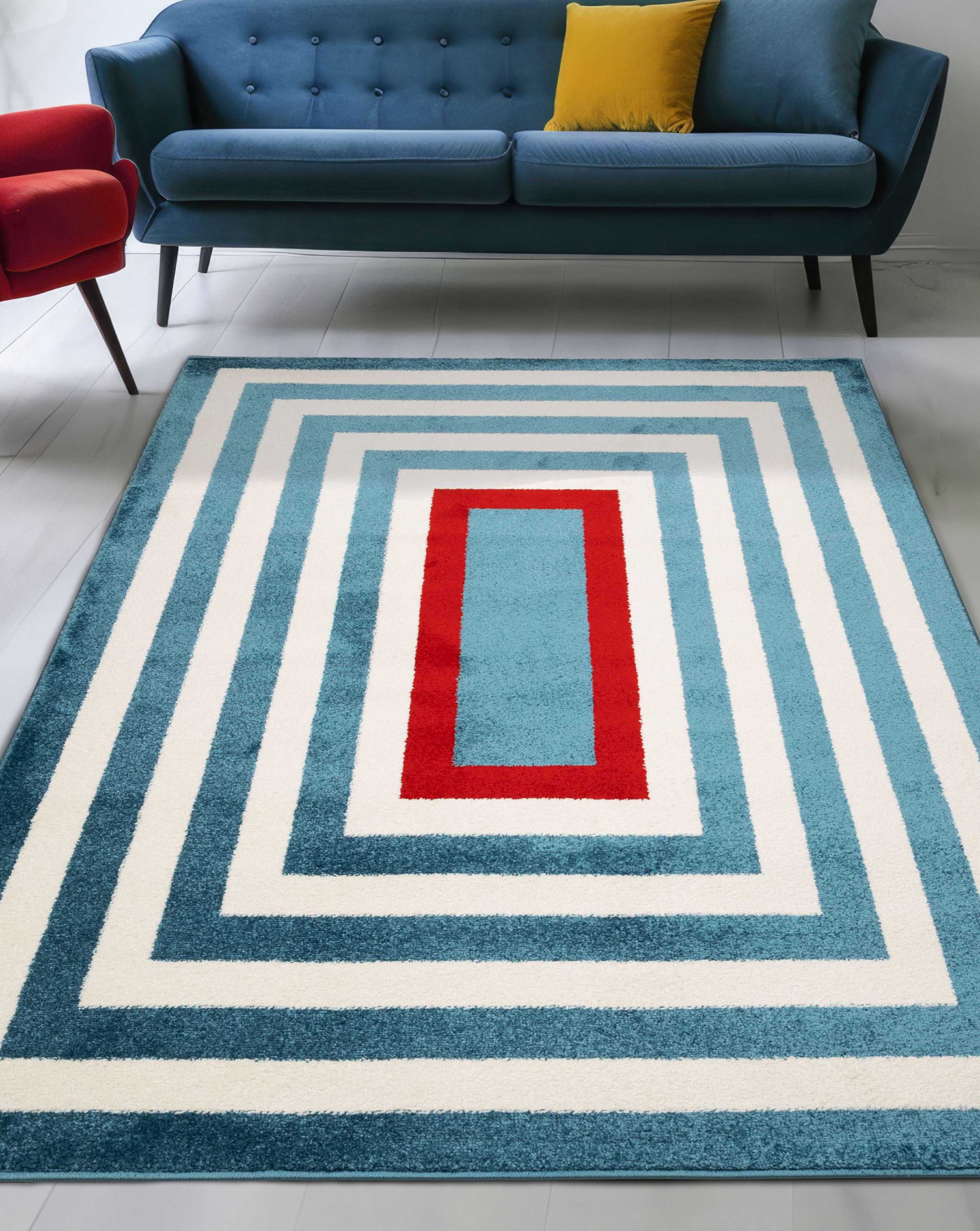 Villa Border Blue Rug