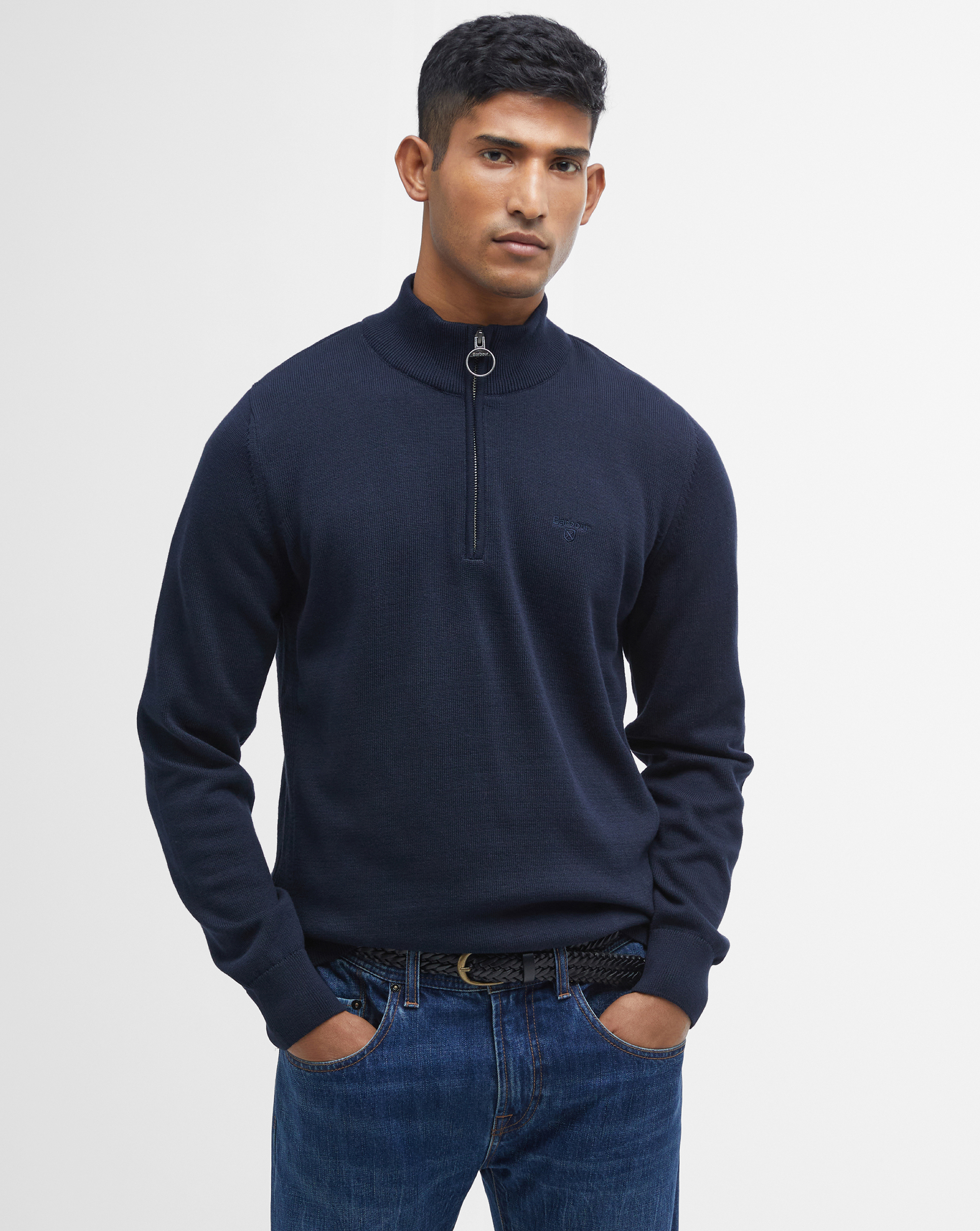 Barbour - Men's - 1/2 Zip Knitted Jumper - 3XL - Navy